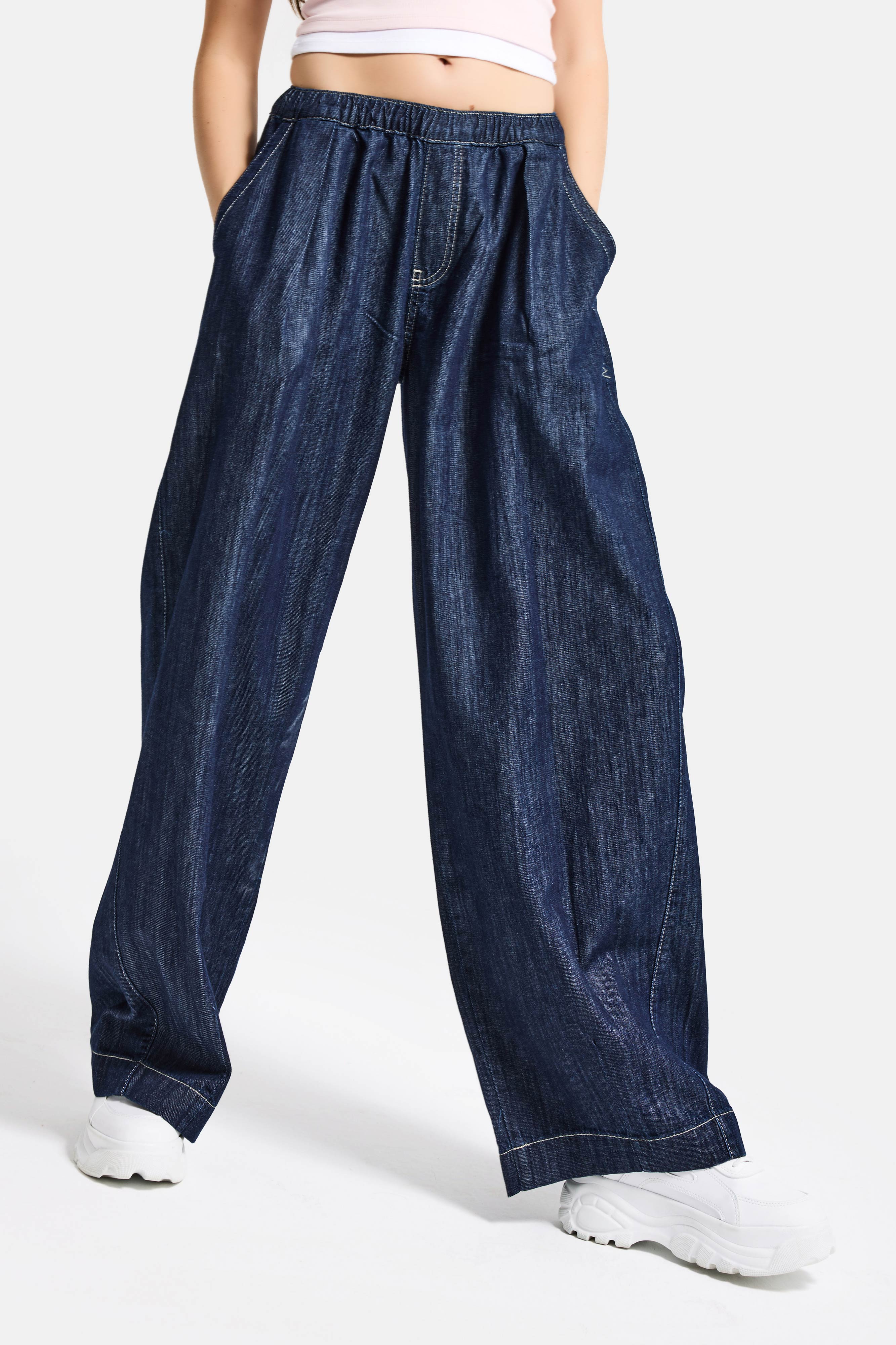 Kadın İndigo Selvedge 7s6-50 Baggy Cocoon Denim Jean