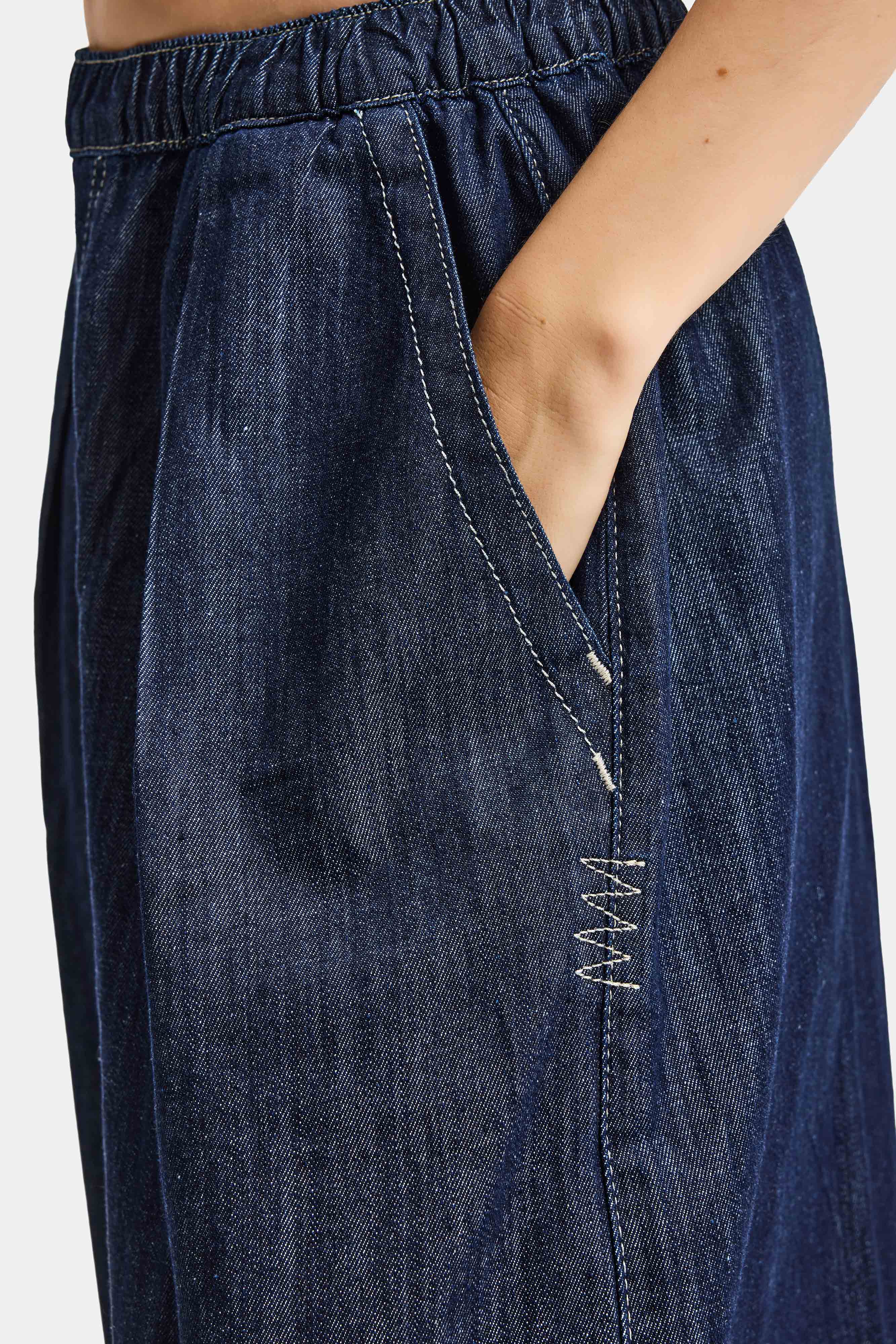 Kadın İndigo Selvedge 7s6-50 Baggy Cocoon Denim Jean