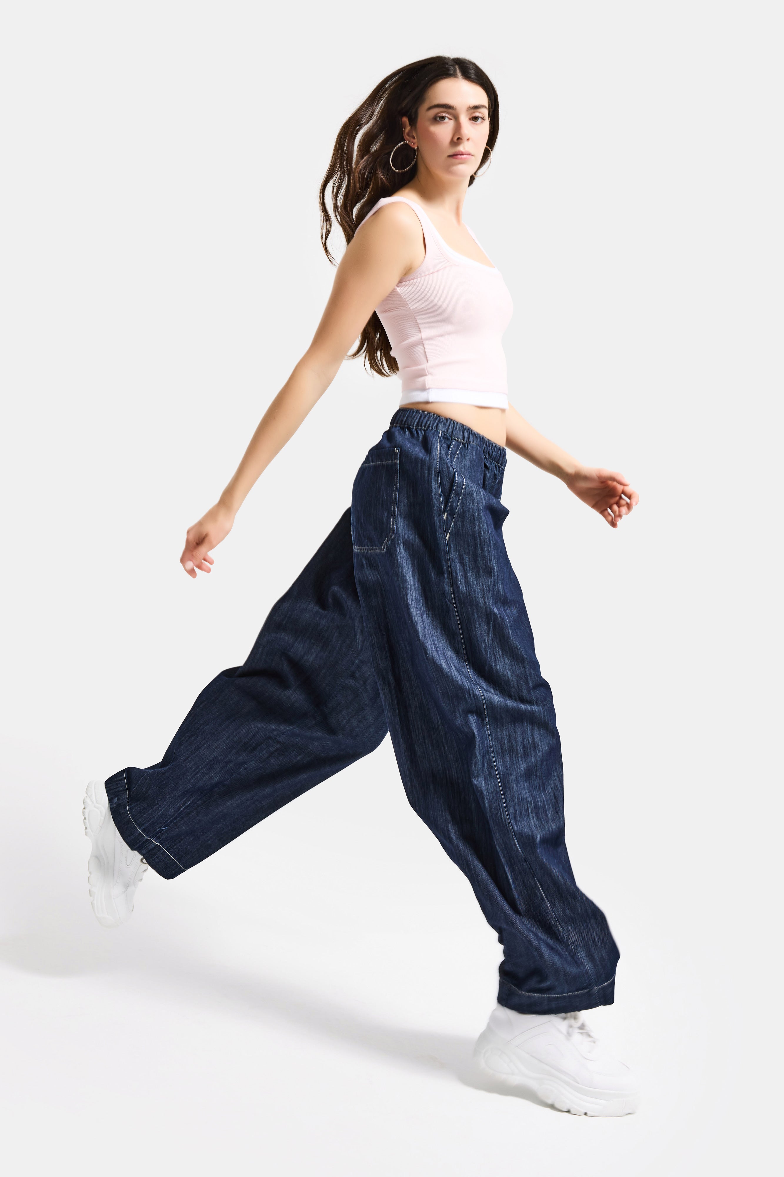 Kadın İndigo Selvedge 7s6-50 Baggy Cocoon Denim Jean