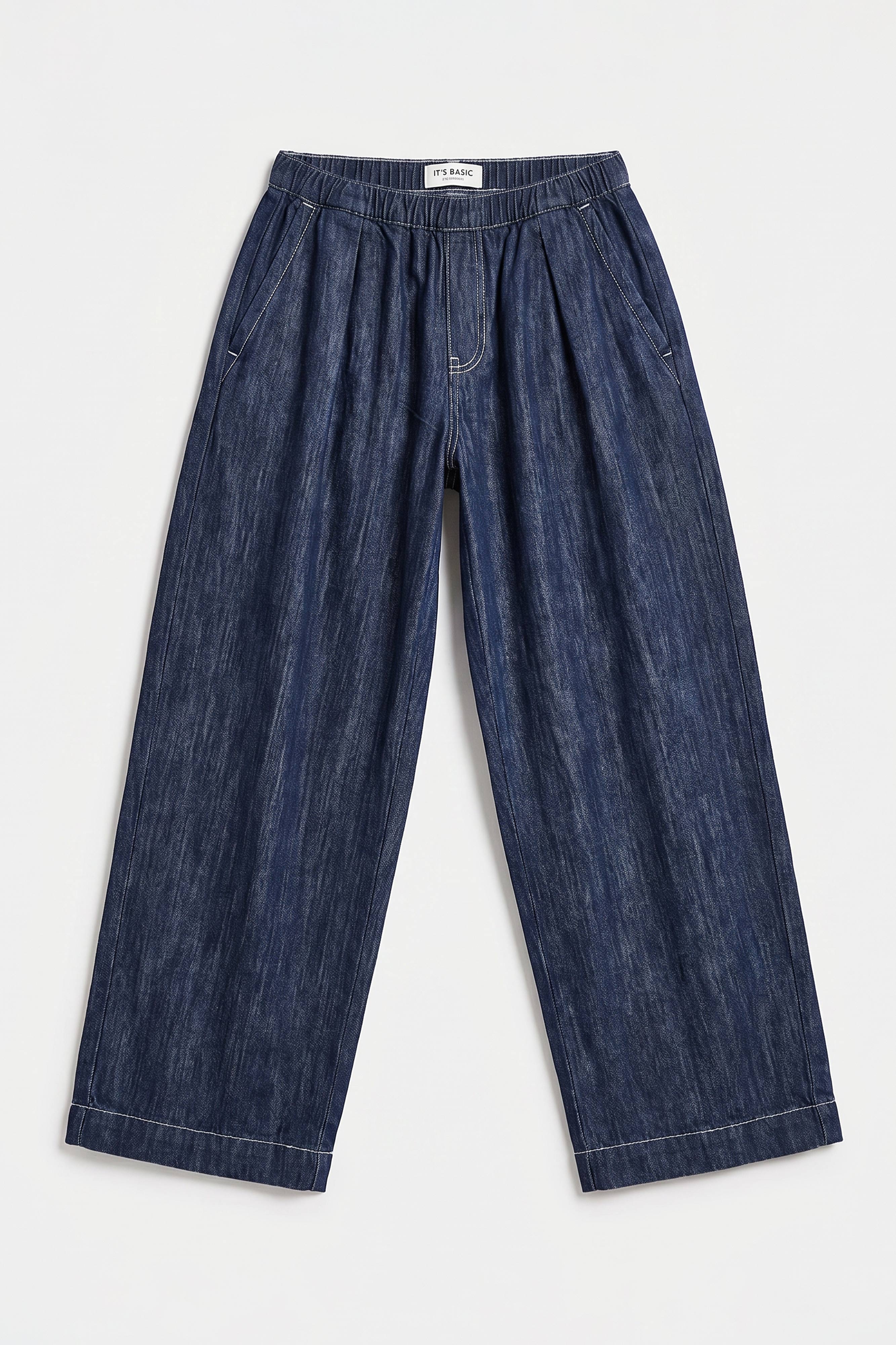 Kadın İndigo Selvedge 7s6-50 Baggy Cocoon Denim Jean