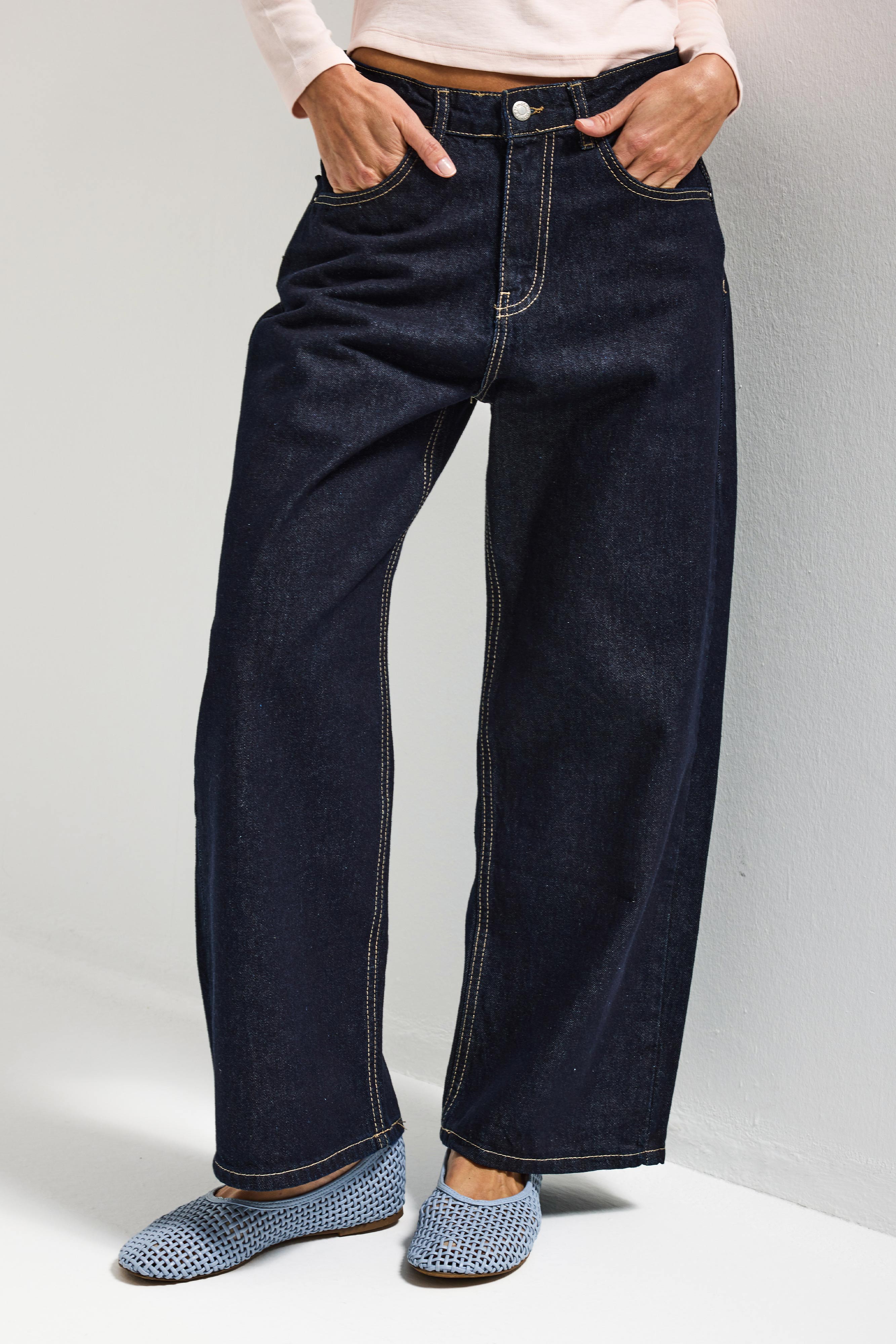 Kadın İndigo Selvedge 7s6-50 Baggy Low Rise Fit Tokyo %100 Koton Denim Jean