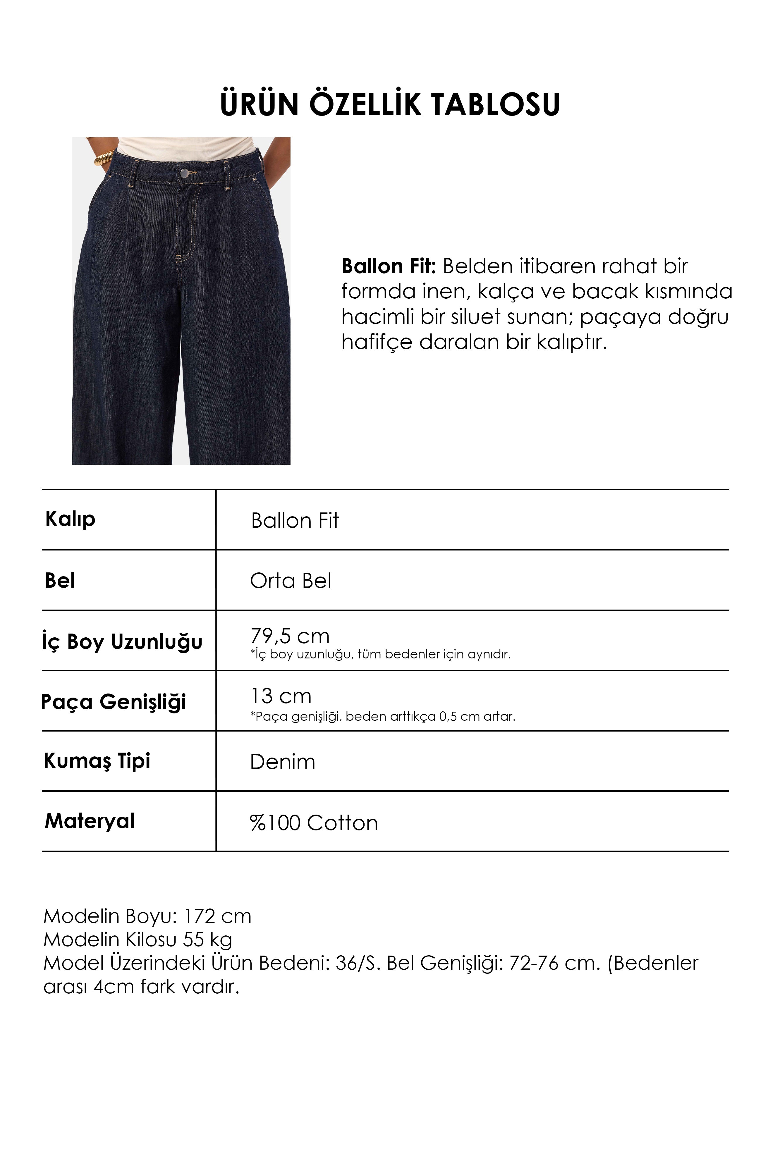 Kadın İndigo Selvedge 7s6-50 Balon Jogger Fit Denim Jean