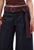 Kadın İndigo Selvedge 7s6-50 Barrel Fit Kemer Detaylı Tasarım Denim Jean