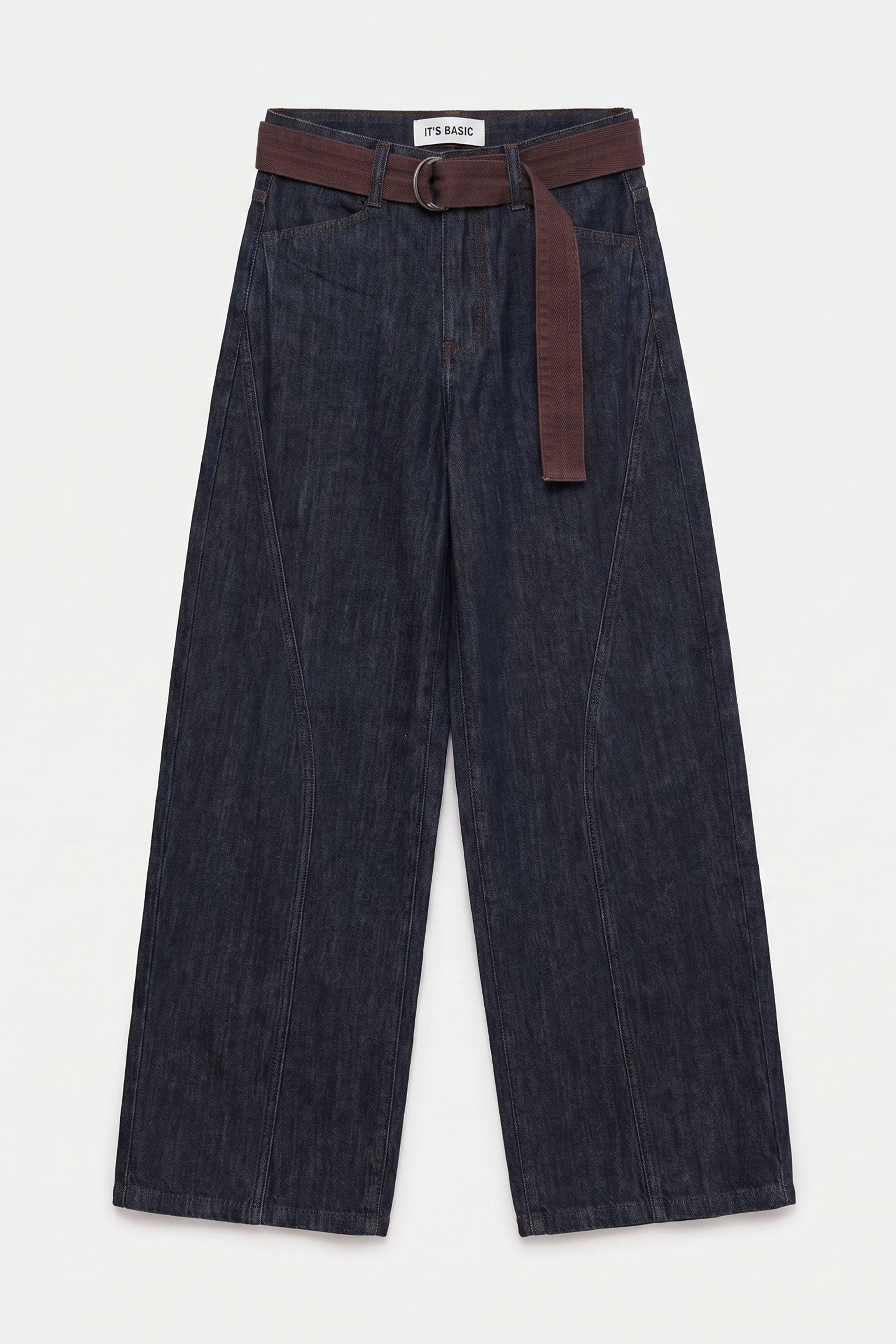 Kadın İndigo Selvedge 7s6-50 Barrel Fit Kemer Detaylı Tasarım Denim Jean