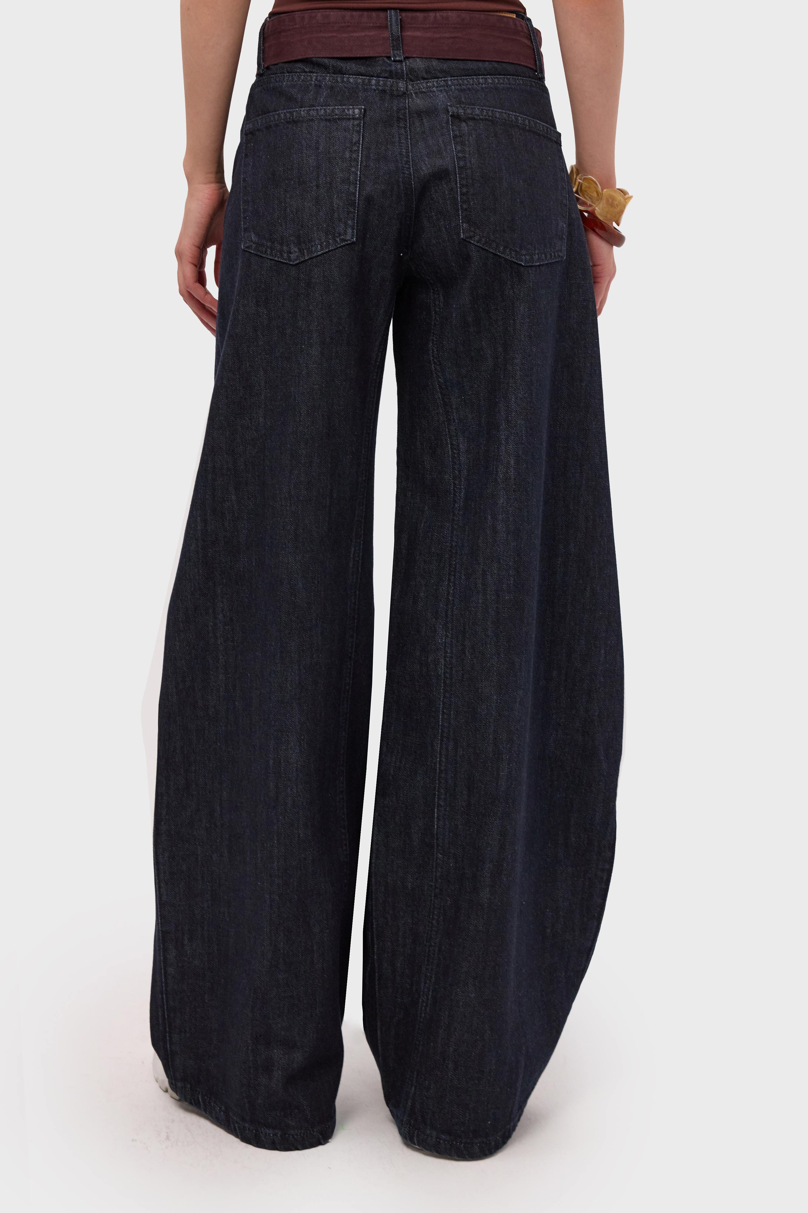 Kadın İndigo Selvedge 7s6-50 Barrel Fit Kemer Detaylı Tasarım Denim Jean