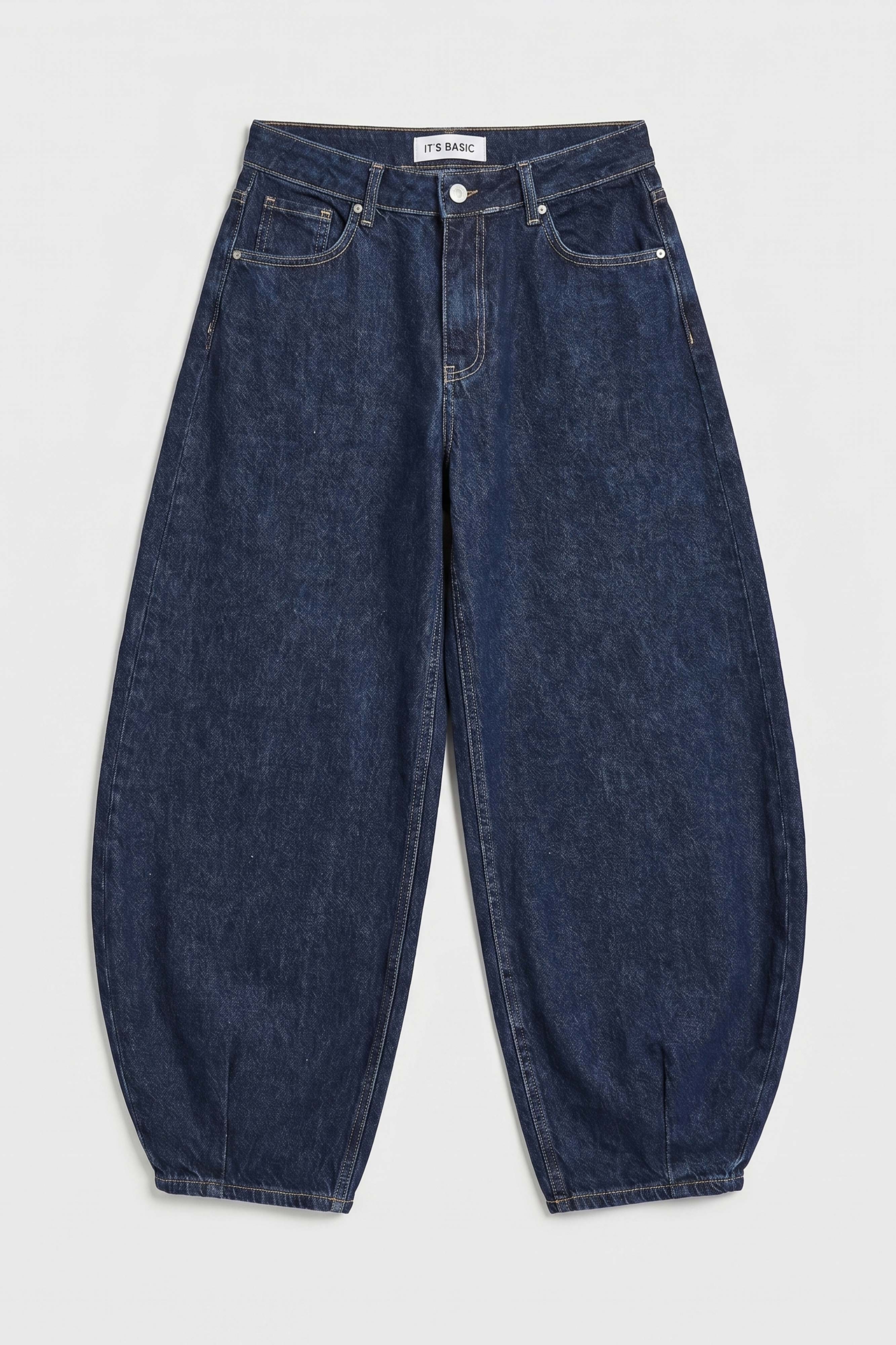 Kadın İndigo Selvedge 7s6-50 Mega Balon Fit %100 Koton Denim Jean