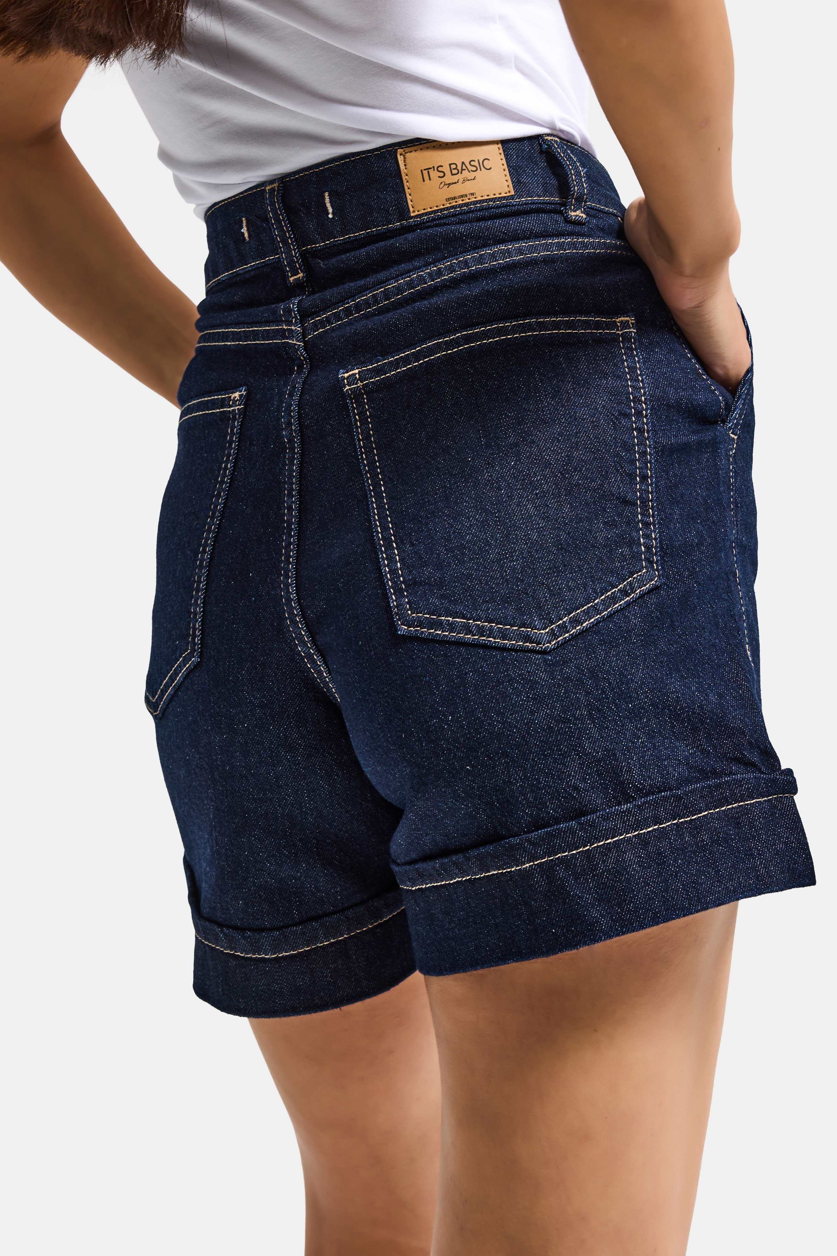 Kadın İndigo Selvedge 7s6-50 Straight Fit Relax Denim Şort