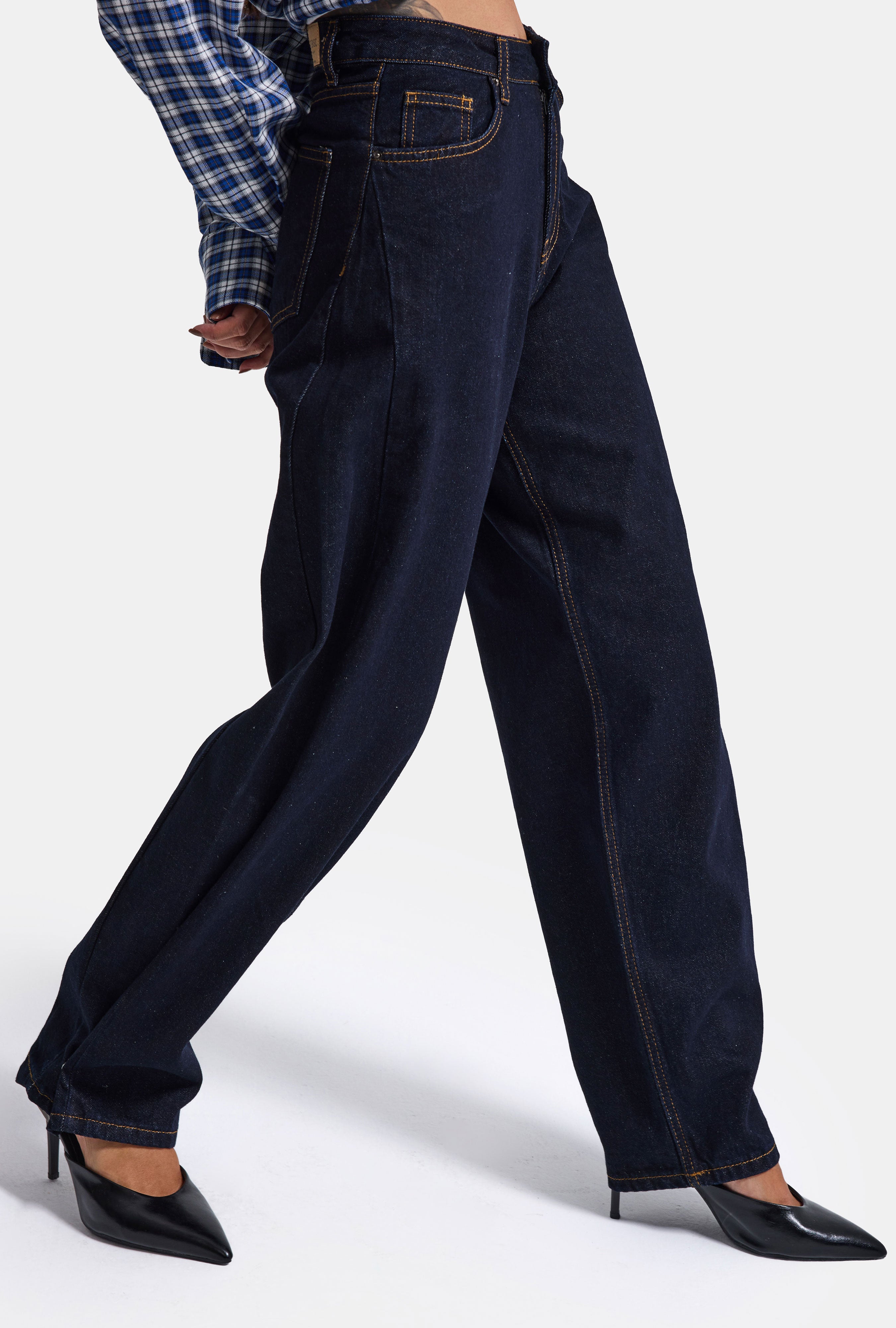 Kadın İndigo Selvedge 7w6-50 Mid Rise Trapered TT49 Denim Jean
