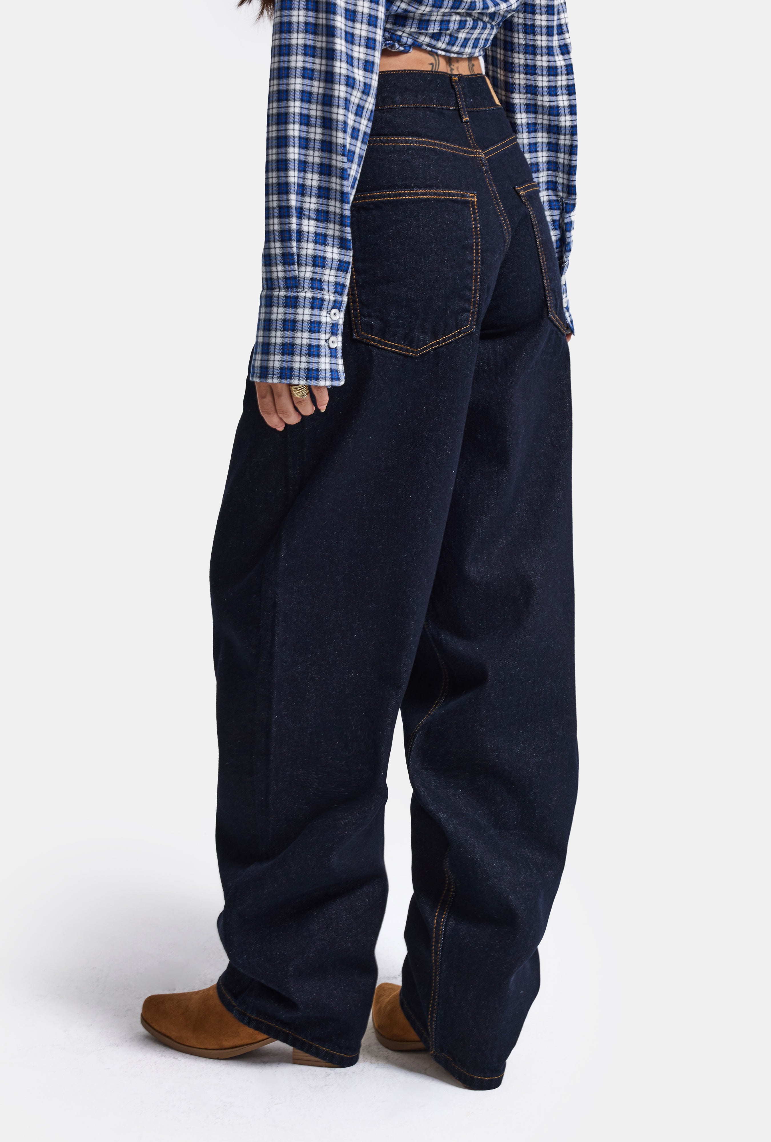 Kadın İndigo Selvedge 7w6-50 Skater Fit Bol Kesim Denim Jean