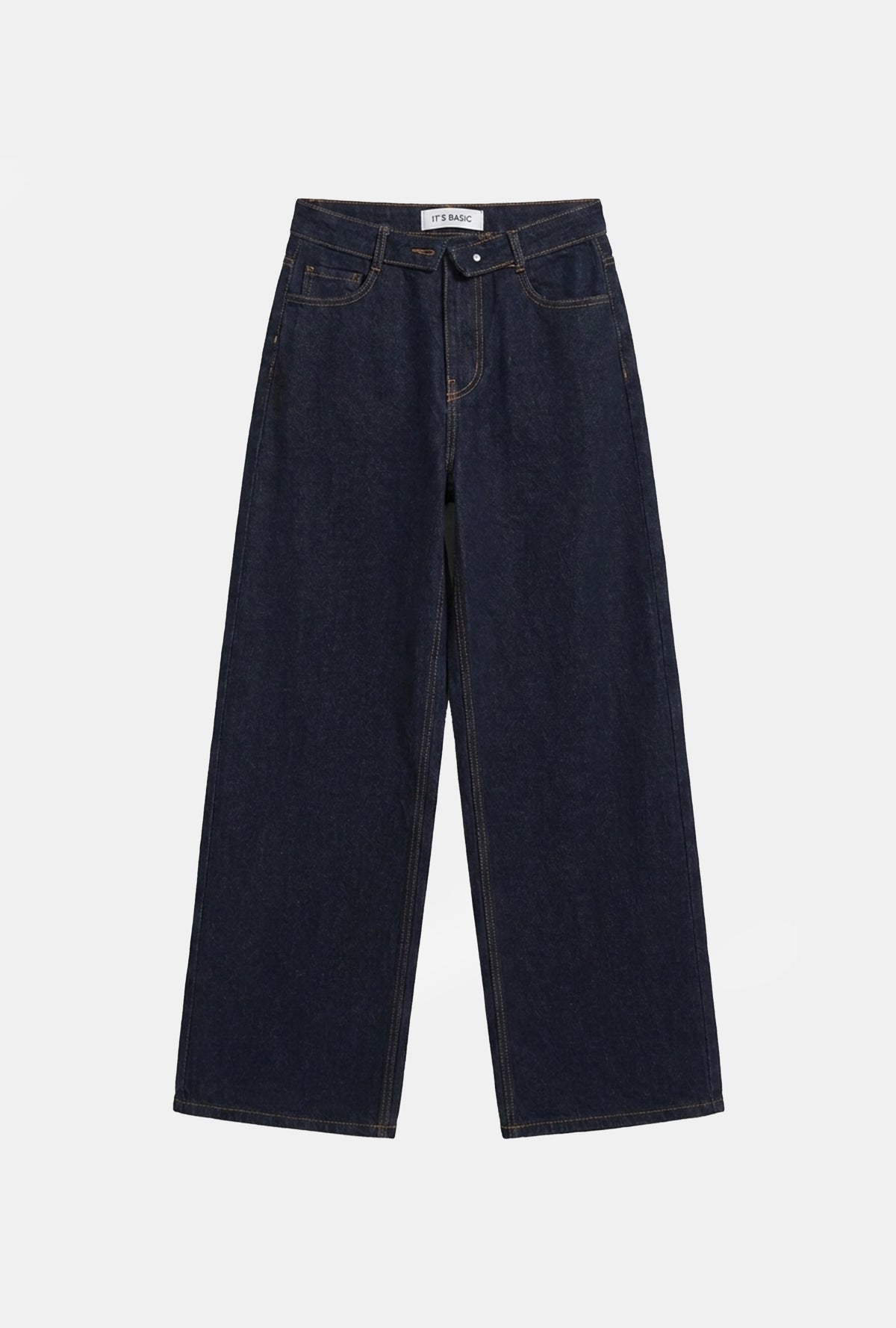 Kadın İndigo Selvedge 7w6-50 Straight Fit Kemer Detaylı Denim Jean