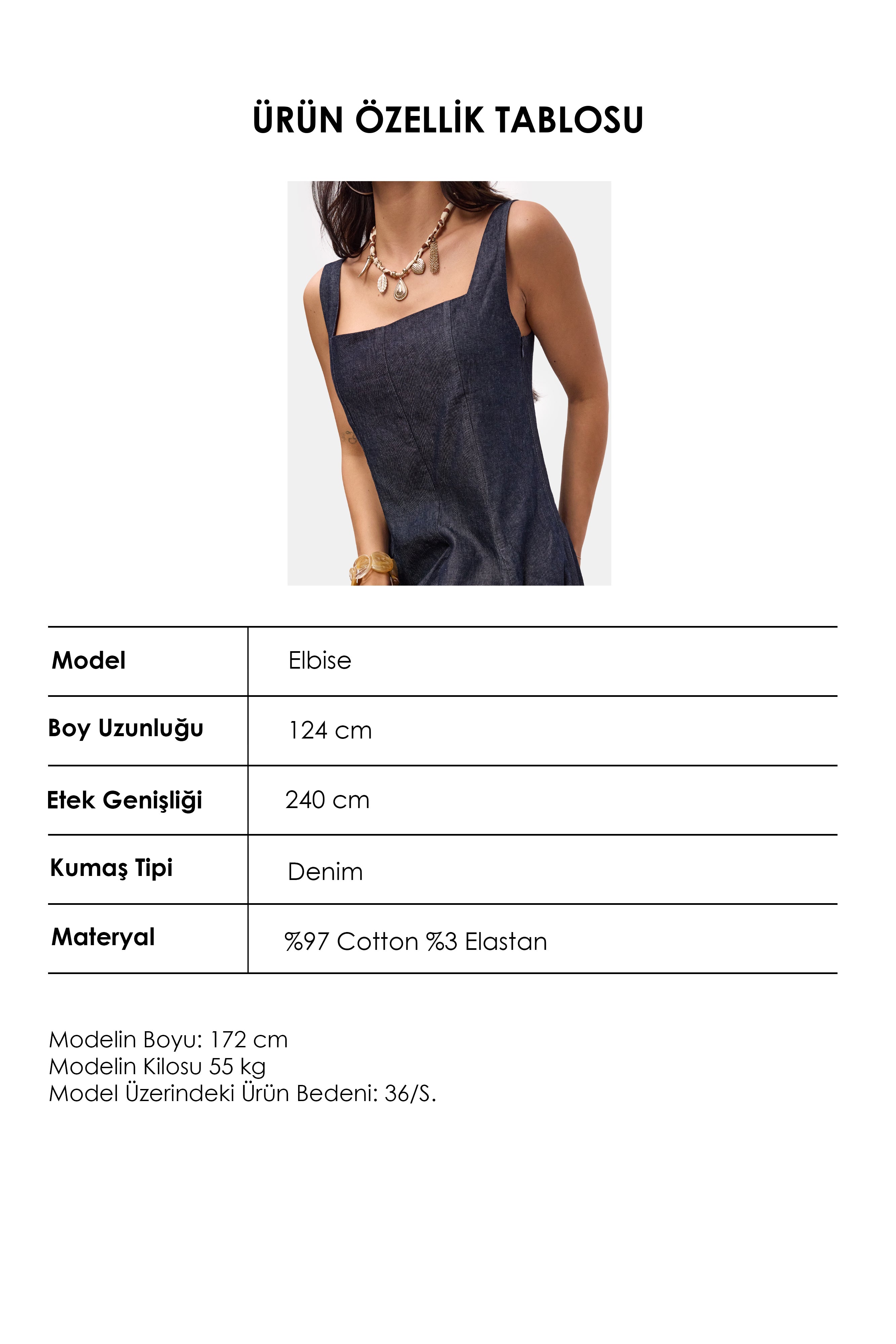 Kadın İndigo Selvedge Özel Kumaş Tasarım Denim Elbise