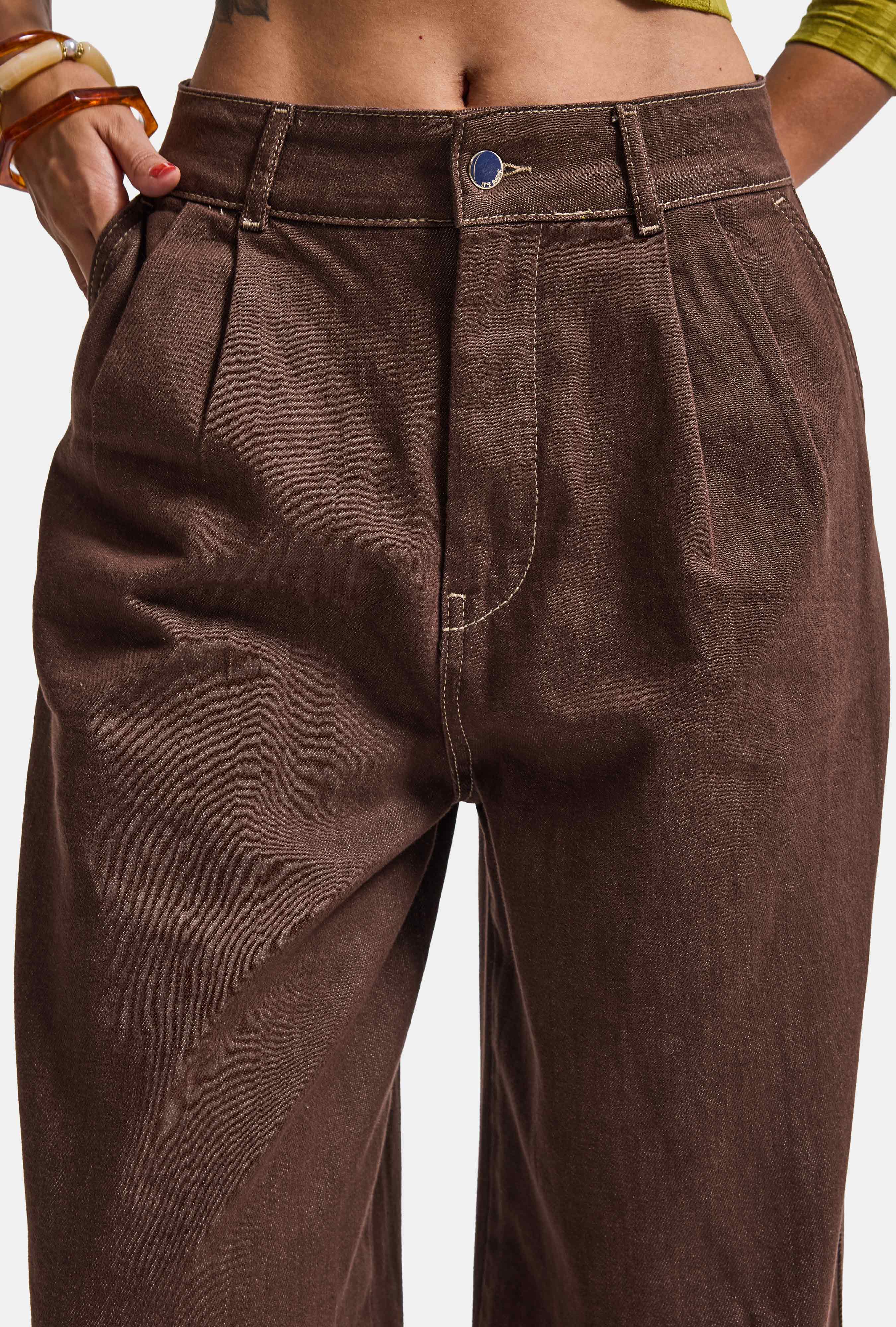 Kadın Kahve 1w6-16 Jogger Ballon Fit Bol Kesim Denim Jean
