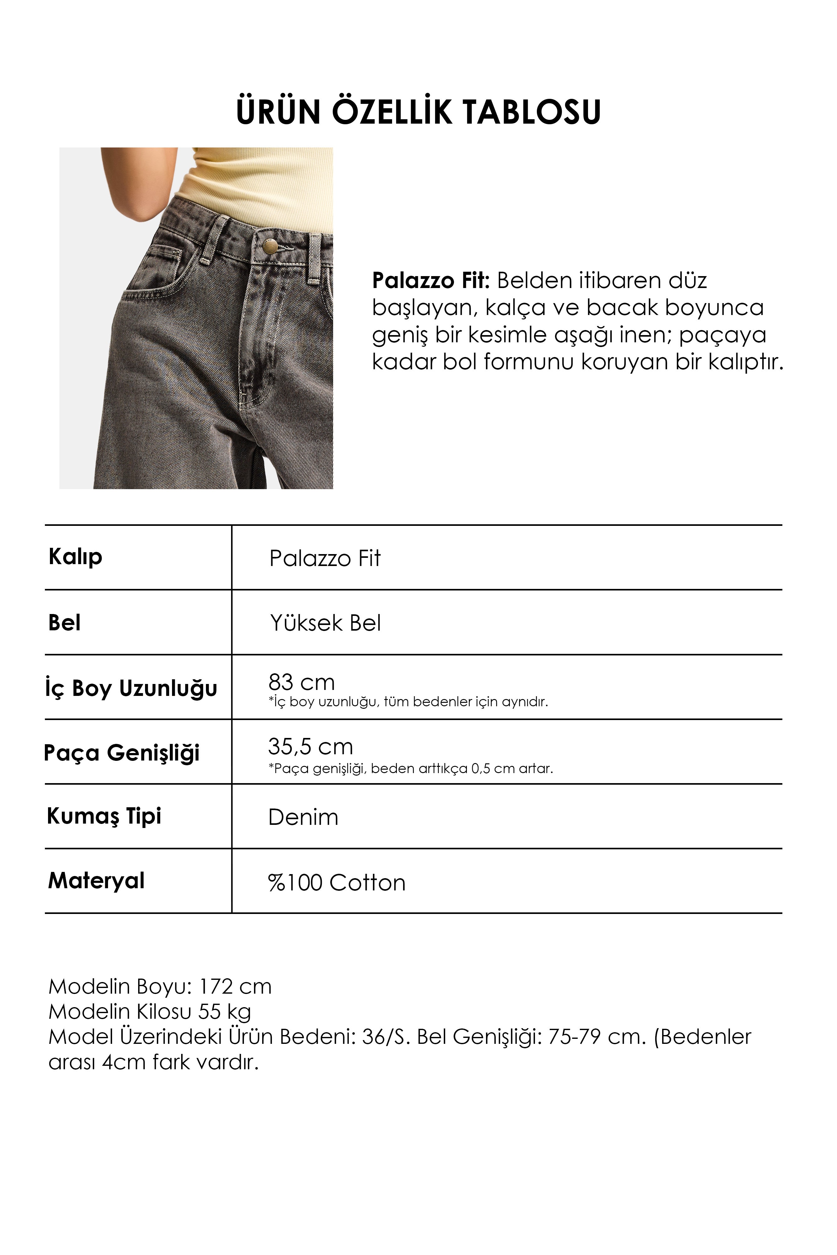 Kadın Kahve 4s6-16 Palazzo Fit Paça Desen Çiçek Nakışlı Özel Tasarım Denim Jean