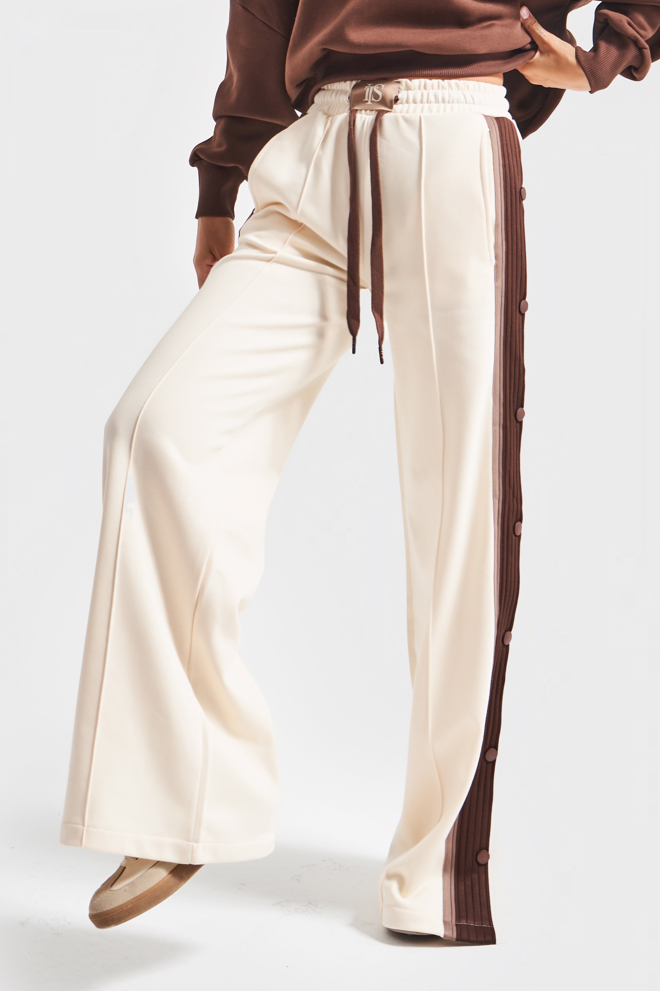 Kadın Kahve Bej w5-16 Sweatshirt ve Eşofman Pantolon 2'li Kombin Tasarım Takım