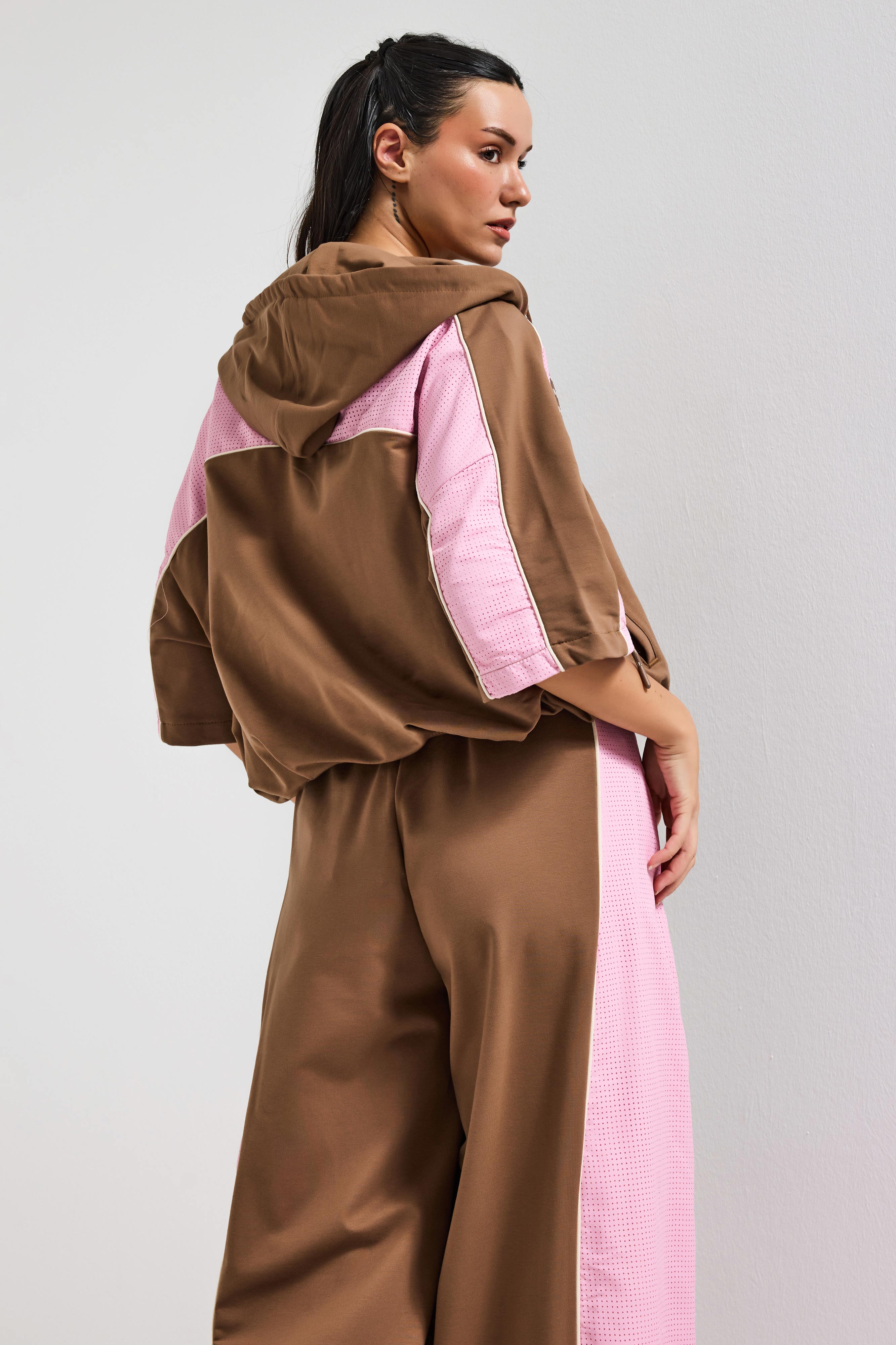 Women's Coffee Pink s6-16 Two-Piece Top and Bottom Design Set