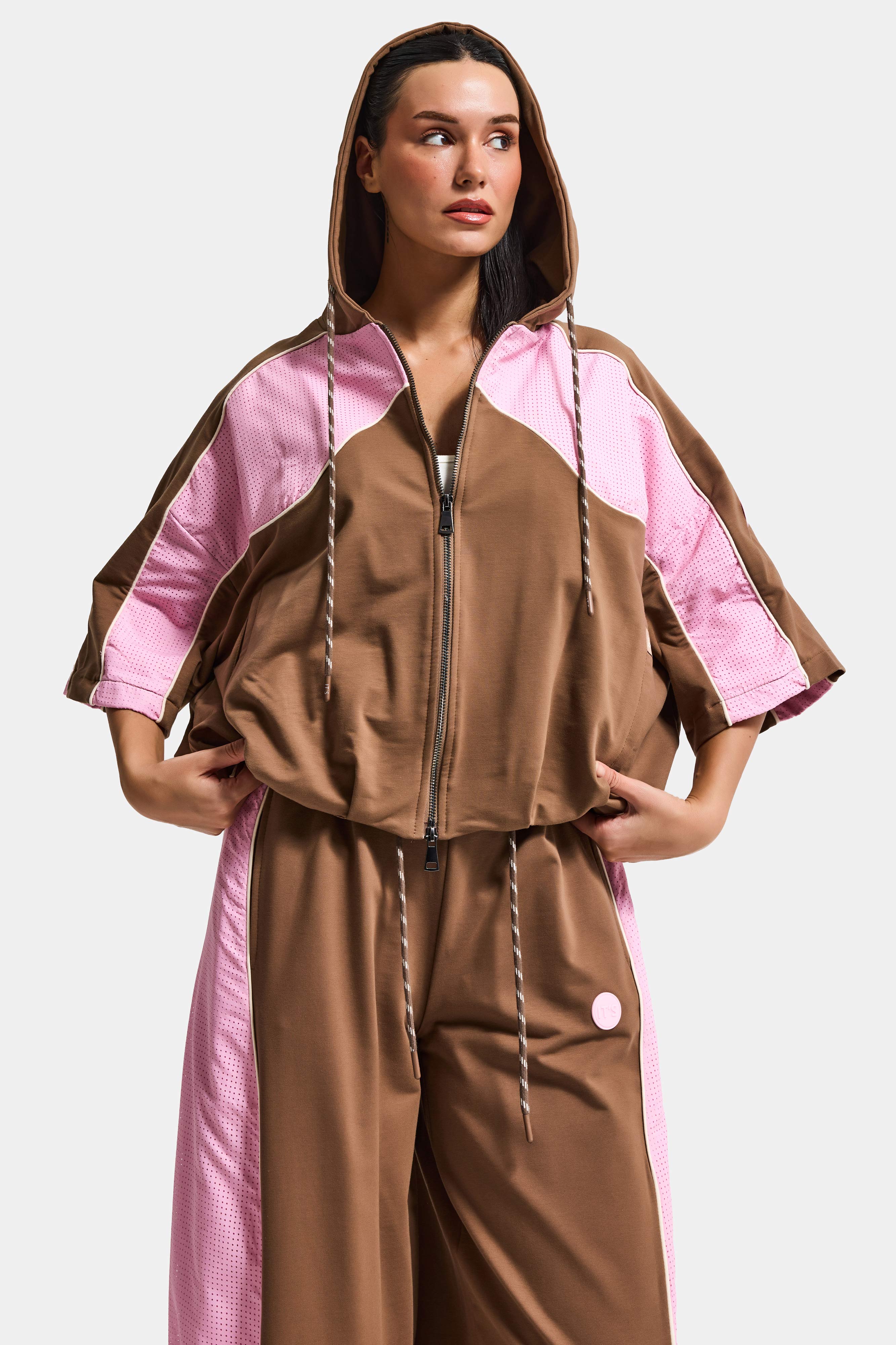 Women's Coffee Pink s6-16 Two-Piece Top and Bottom Design Set