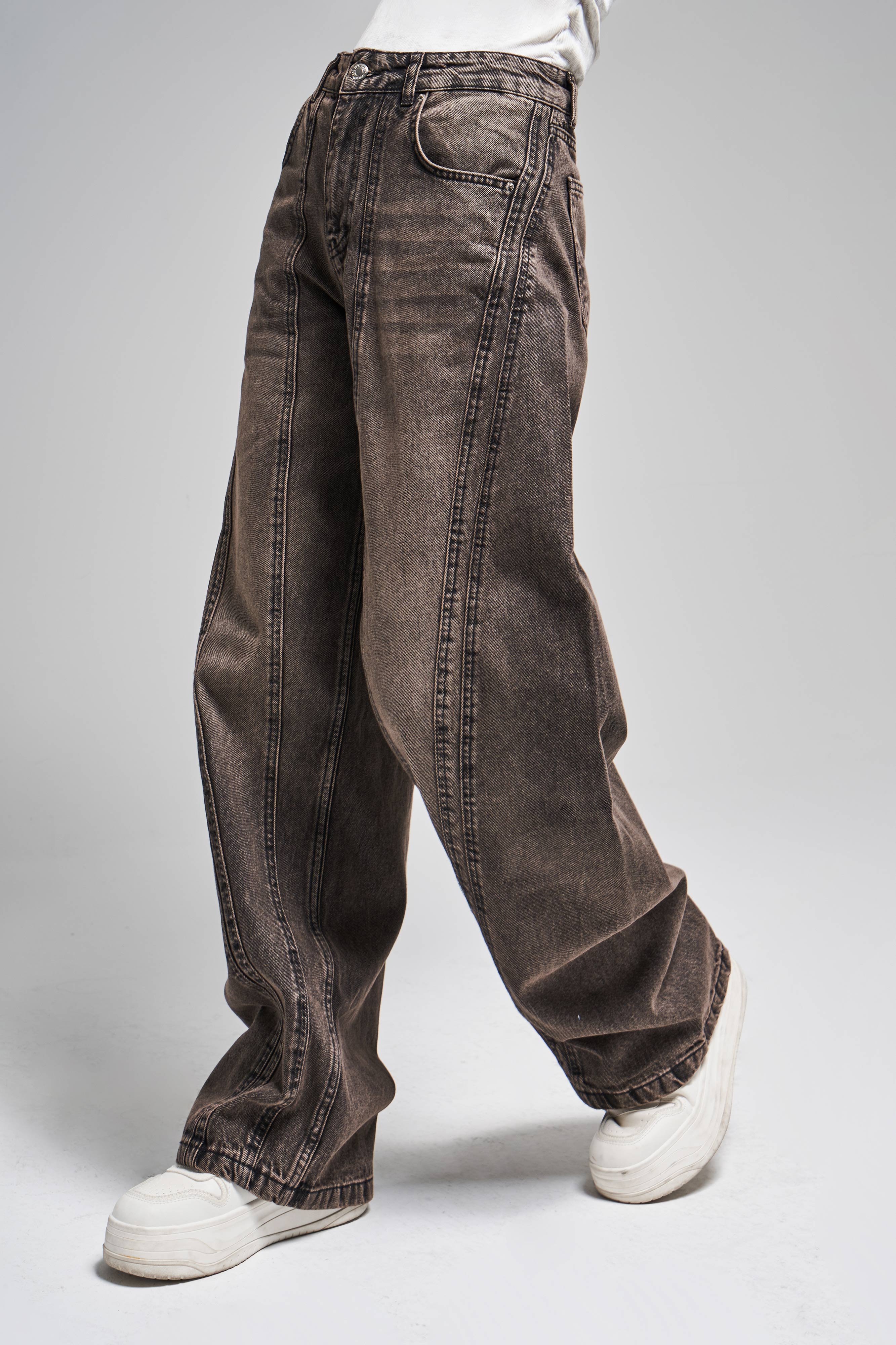 Women's Brown Color 2w470 Loose Cut Design Denim