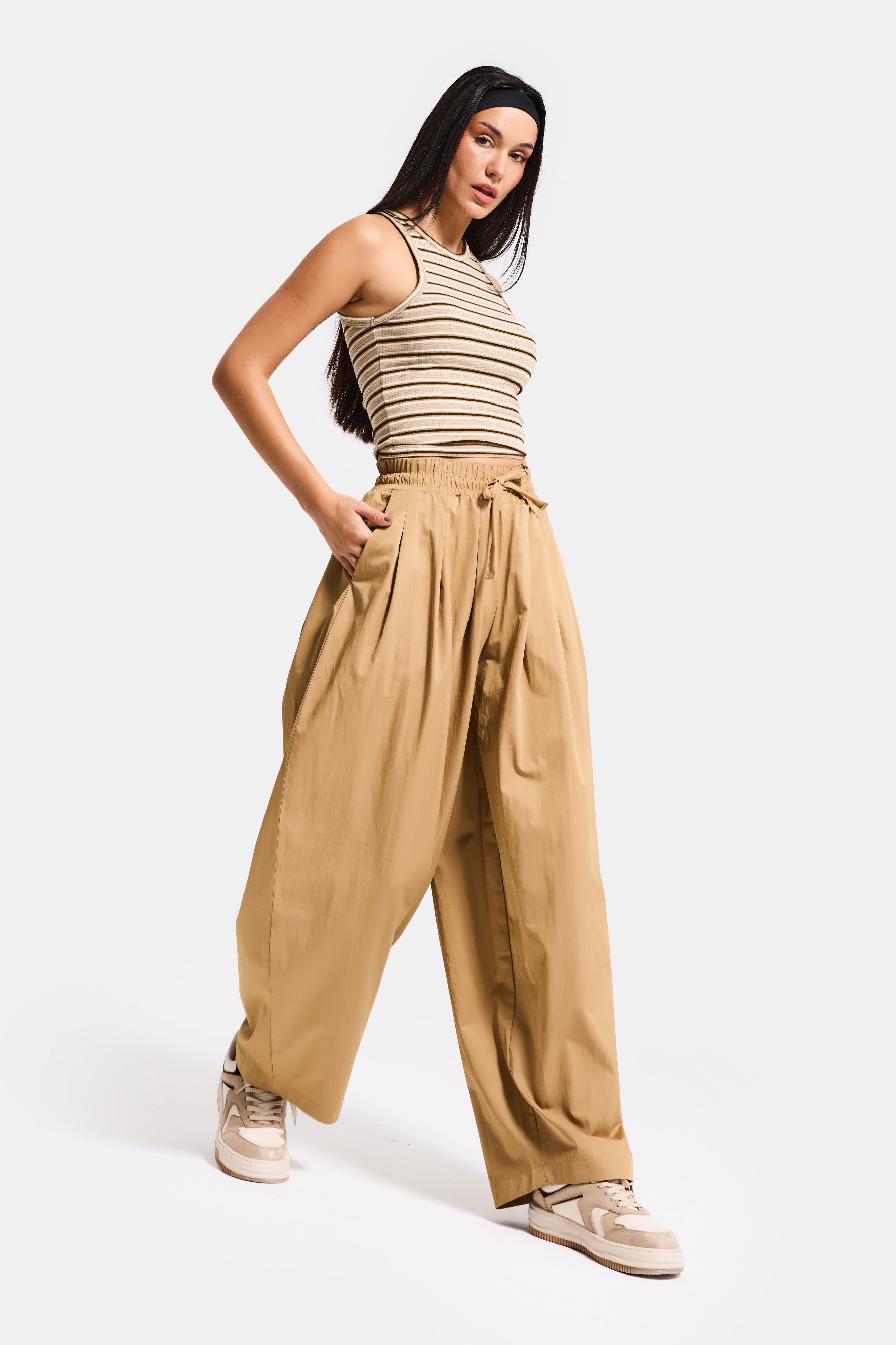 Kadın Kahve s6-76 Süper Balon Fit Bol Kesim Özel Kumaş Pantolon