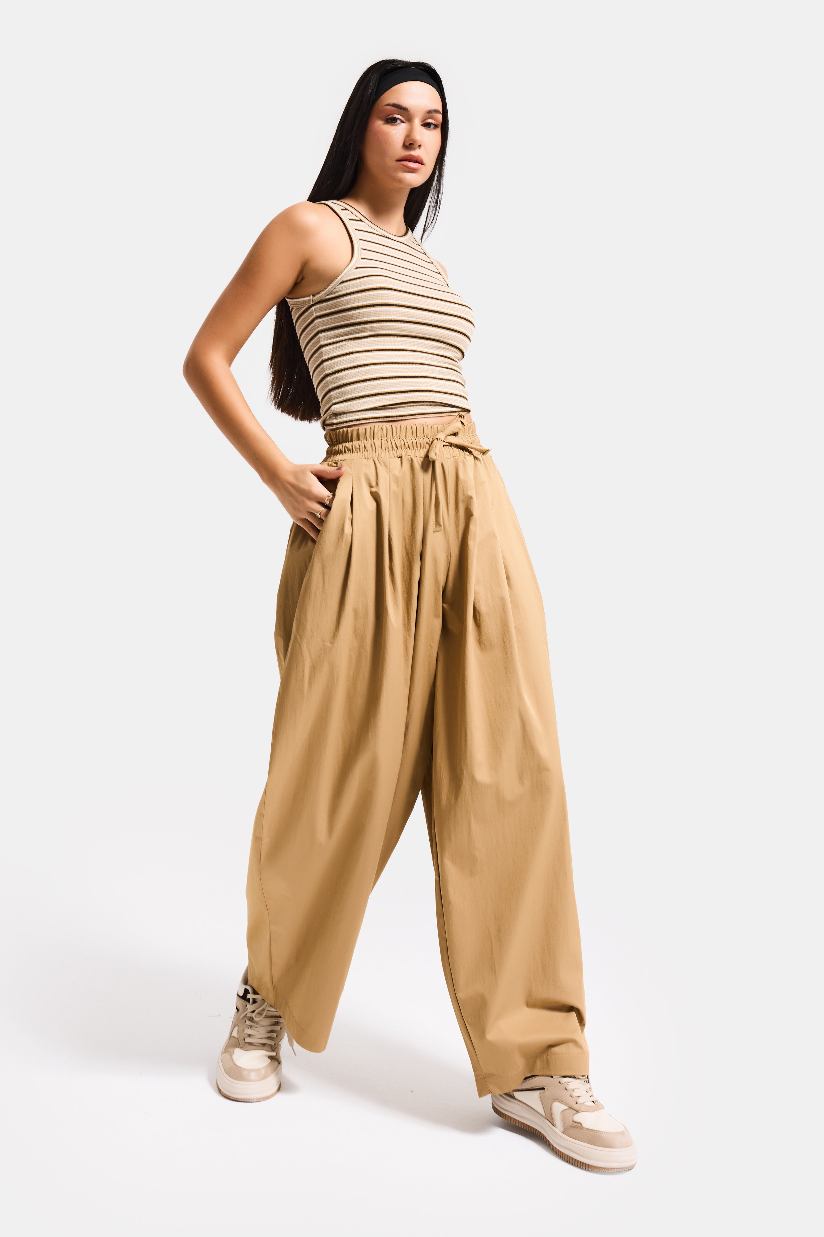 Kadın Kahve s6-76 Süper Balon Fit Bol Kesim Özel Kumaş Pantolon