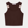 Women's Coffee s6-81 Accessory Detailed Crop Blouse