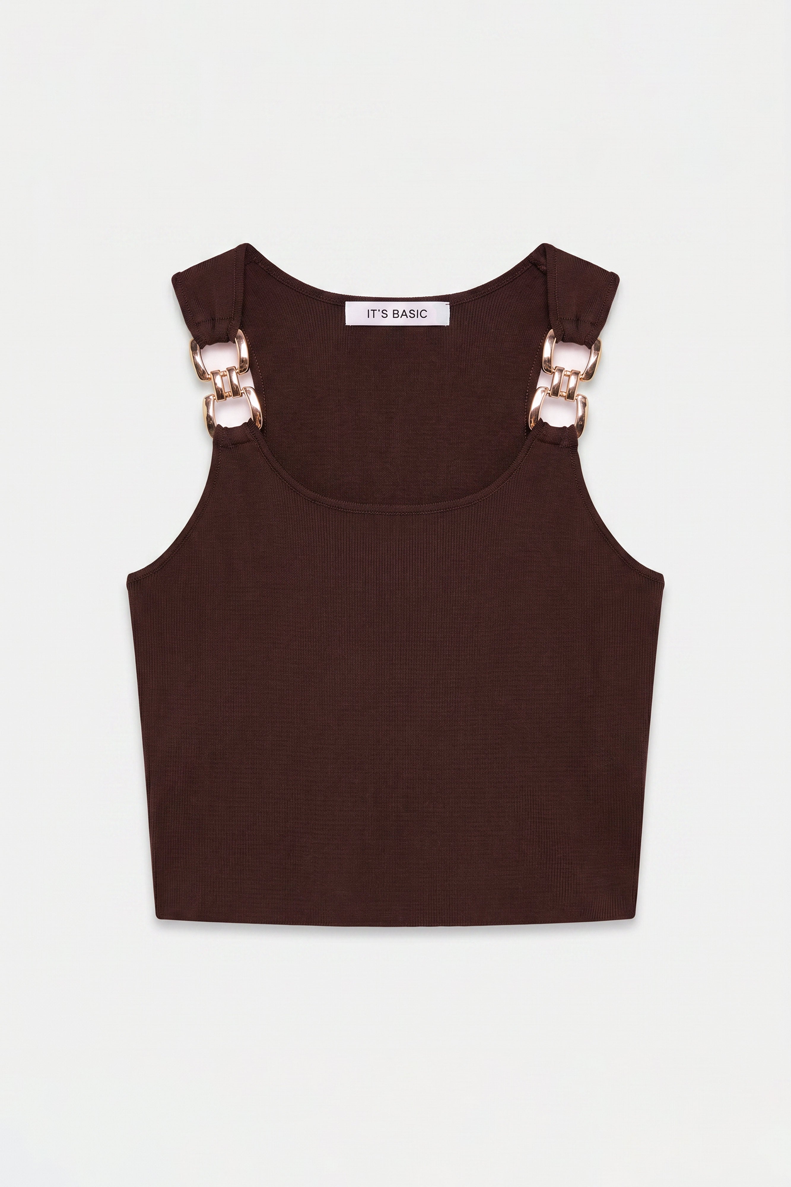 Kadın Kahve s6-81 Aksesuar Detaylı Crop Bluz