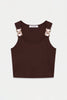 Kadın Kahve s6-81 Aksesuar Detaylı Crop Bluz