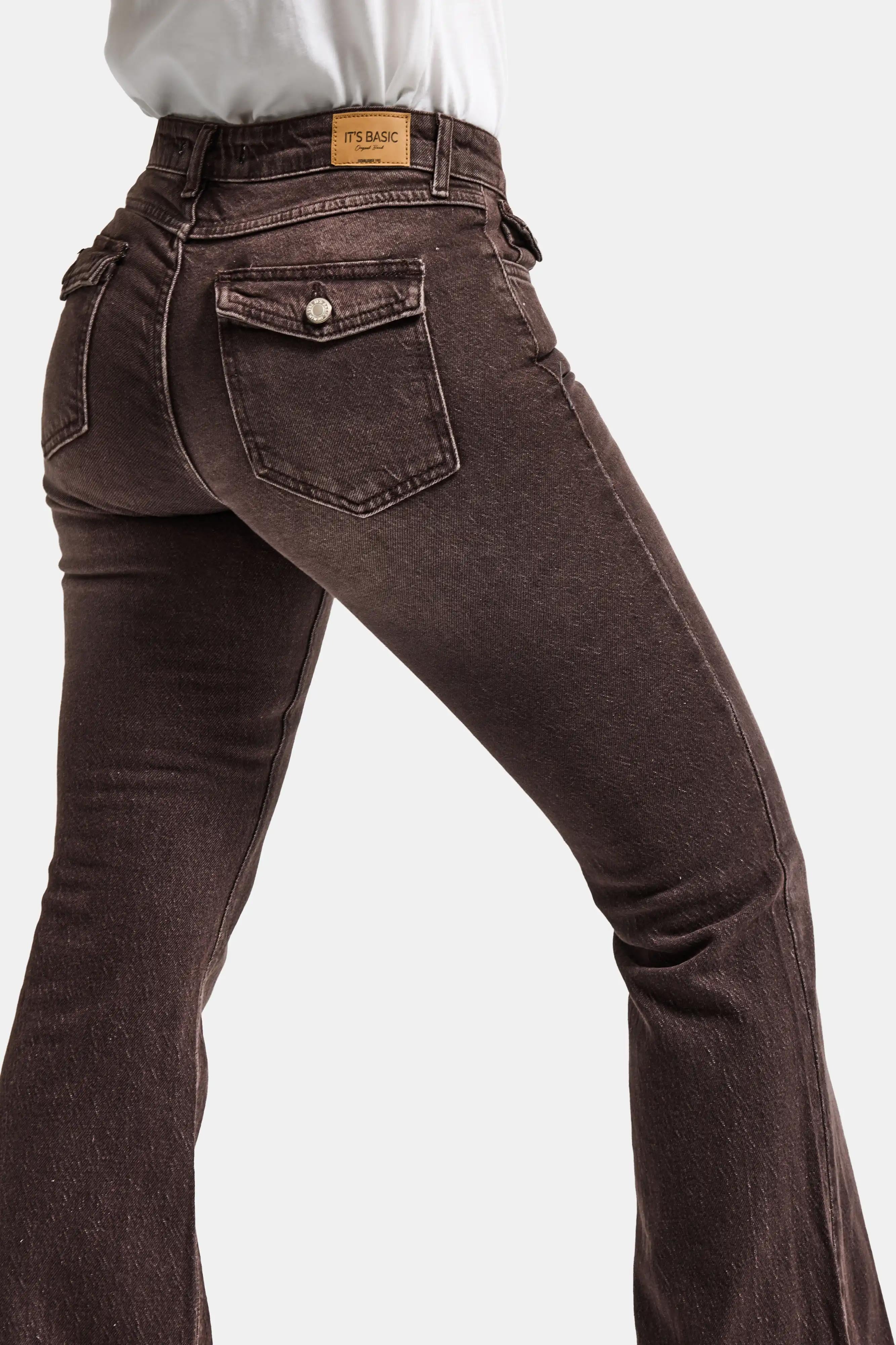 Women's Brown 2s6-16 SLN05 Mid Rise Flare Fit Flexible Fabric Denim Jeans