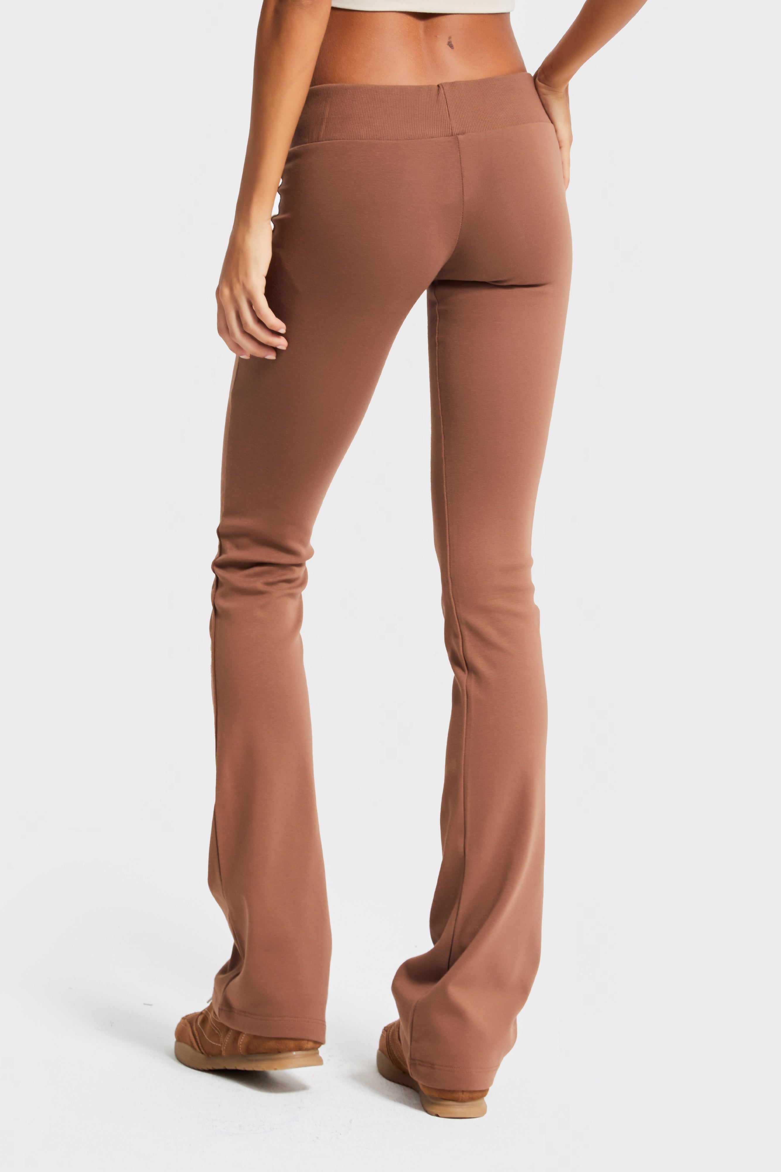 Kadın Kahverengi s5-81 Slim Fit Süper Esnek Kumaş Flare Fit Pantolon
