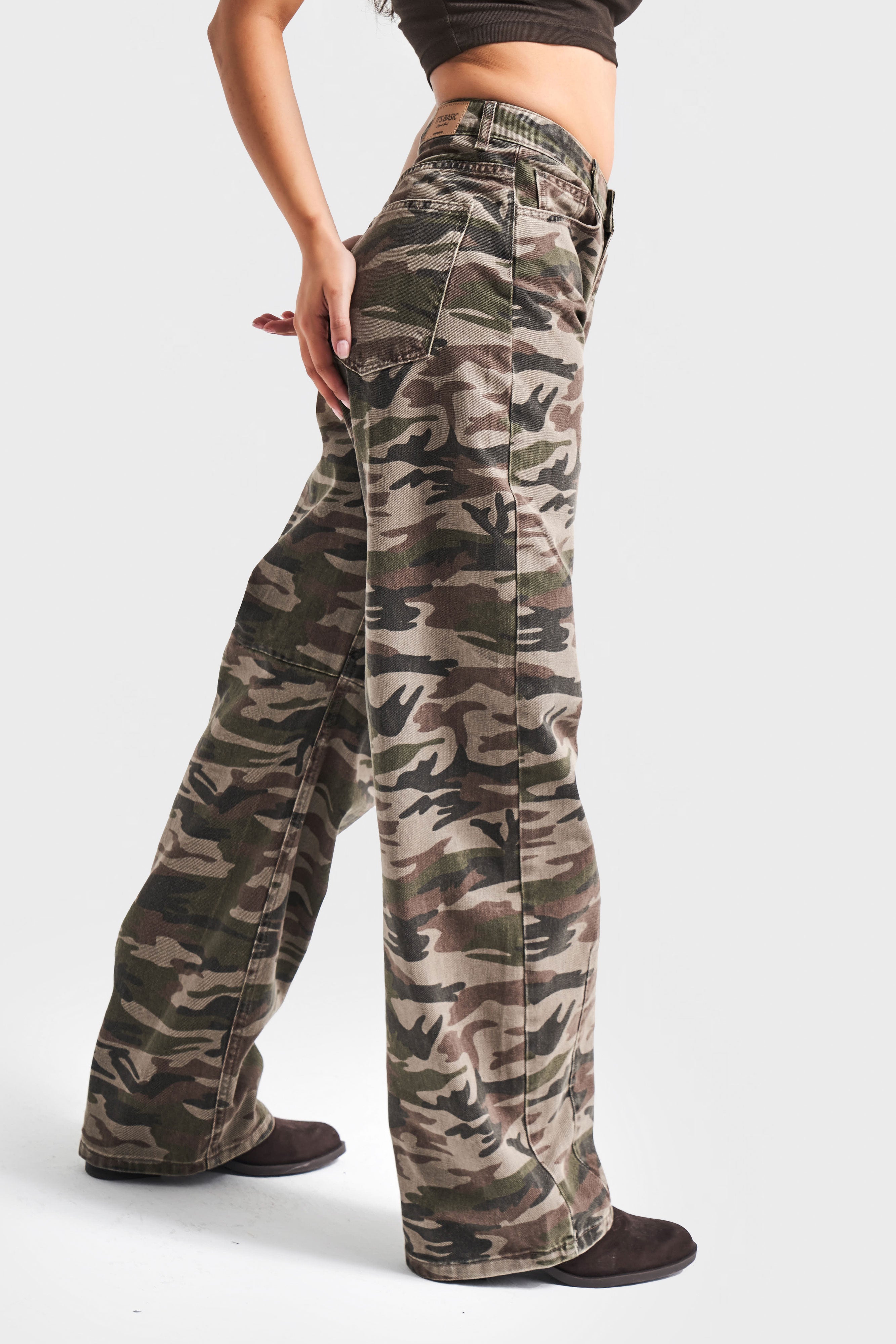 Kadın Kamuflaj Renk 1w5-28 Baggy Fit Bol Kesim İç Boy 83cm Pantolon