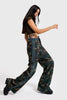 Women's Camouflage Print Palazzo Fit Pants with Striped Details, Custom Design