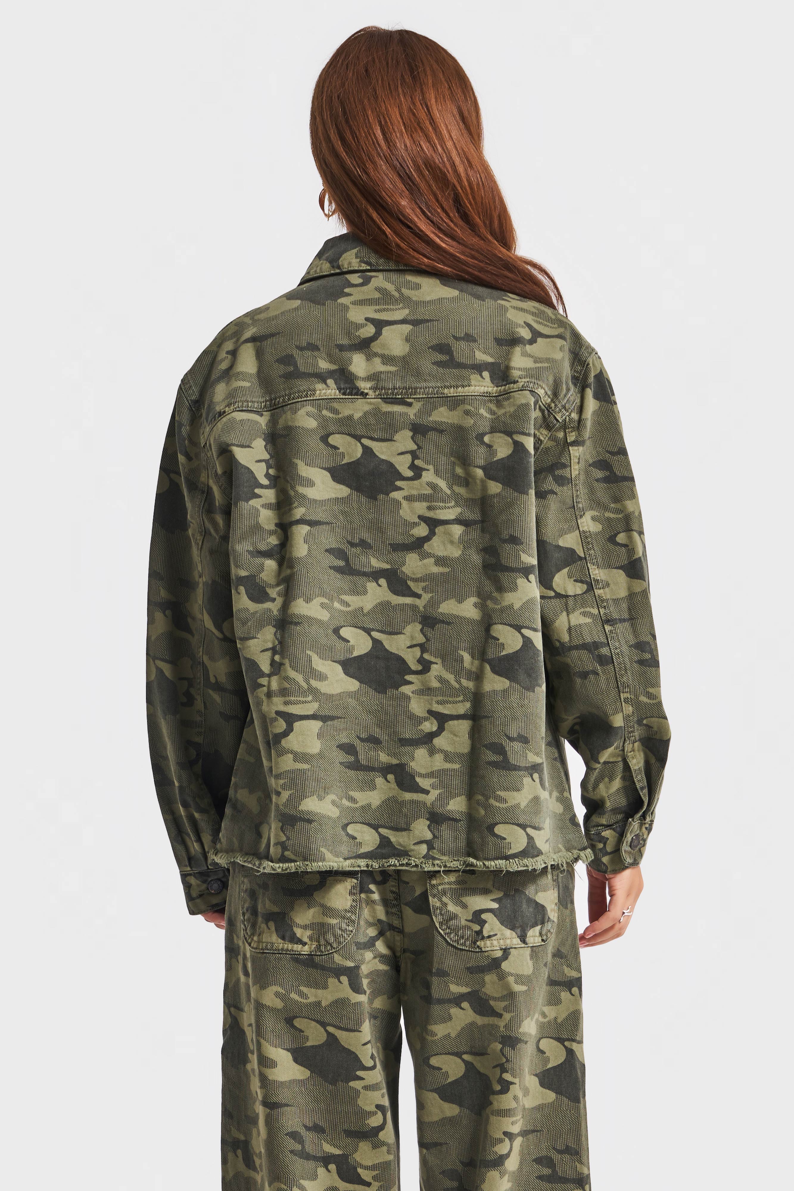 Women's Camouflage Color Oversize Loose Cut Design Jacket