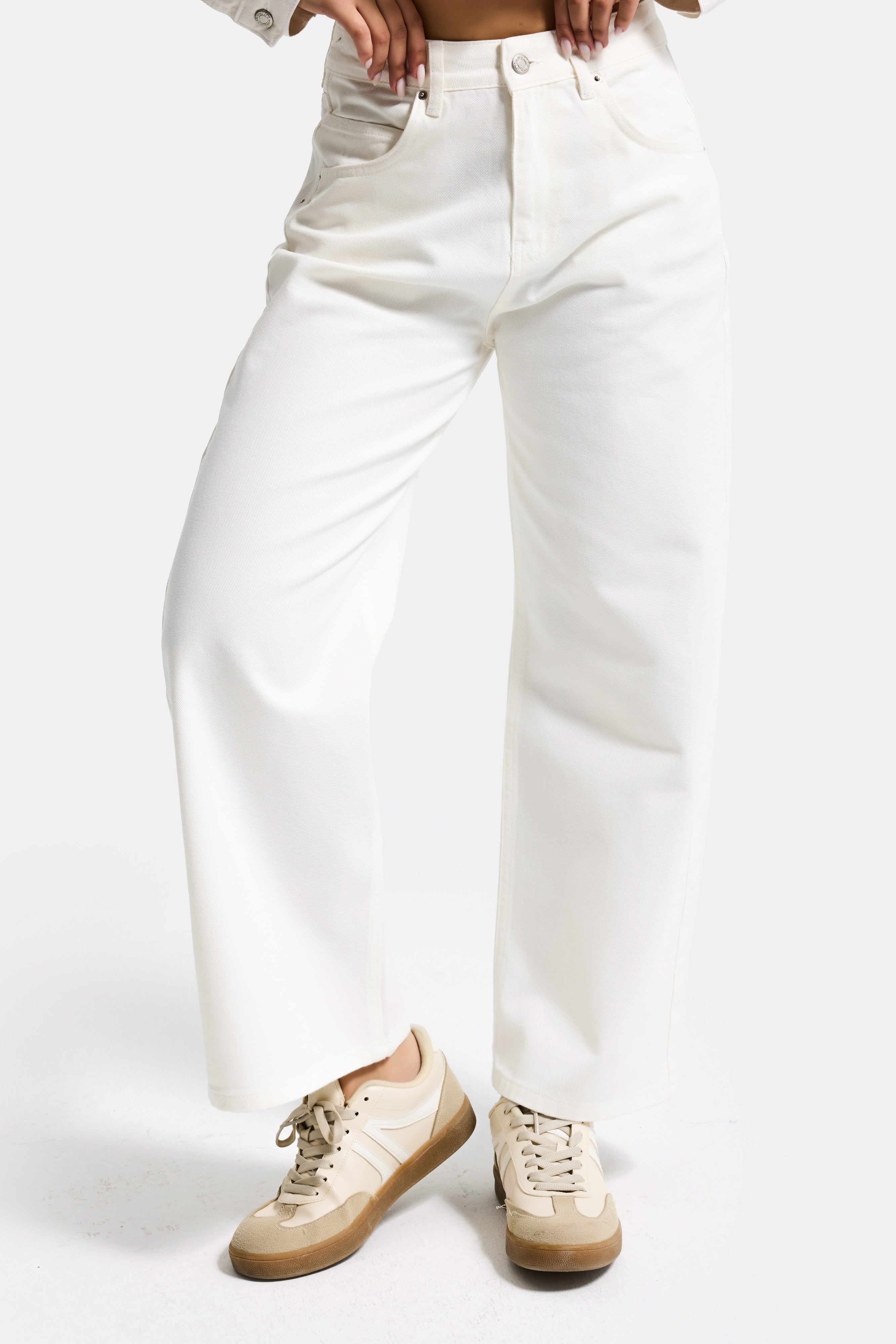 Kadın Kırık Beyaz 7s6-101 Baggy Low Rise Tokyo %100 Koton Denim Jean