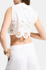 Kadın Kırık Beyaz 7s6-101 Crop Fit Dantel Detaylı Tasarım Yelek