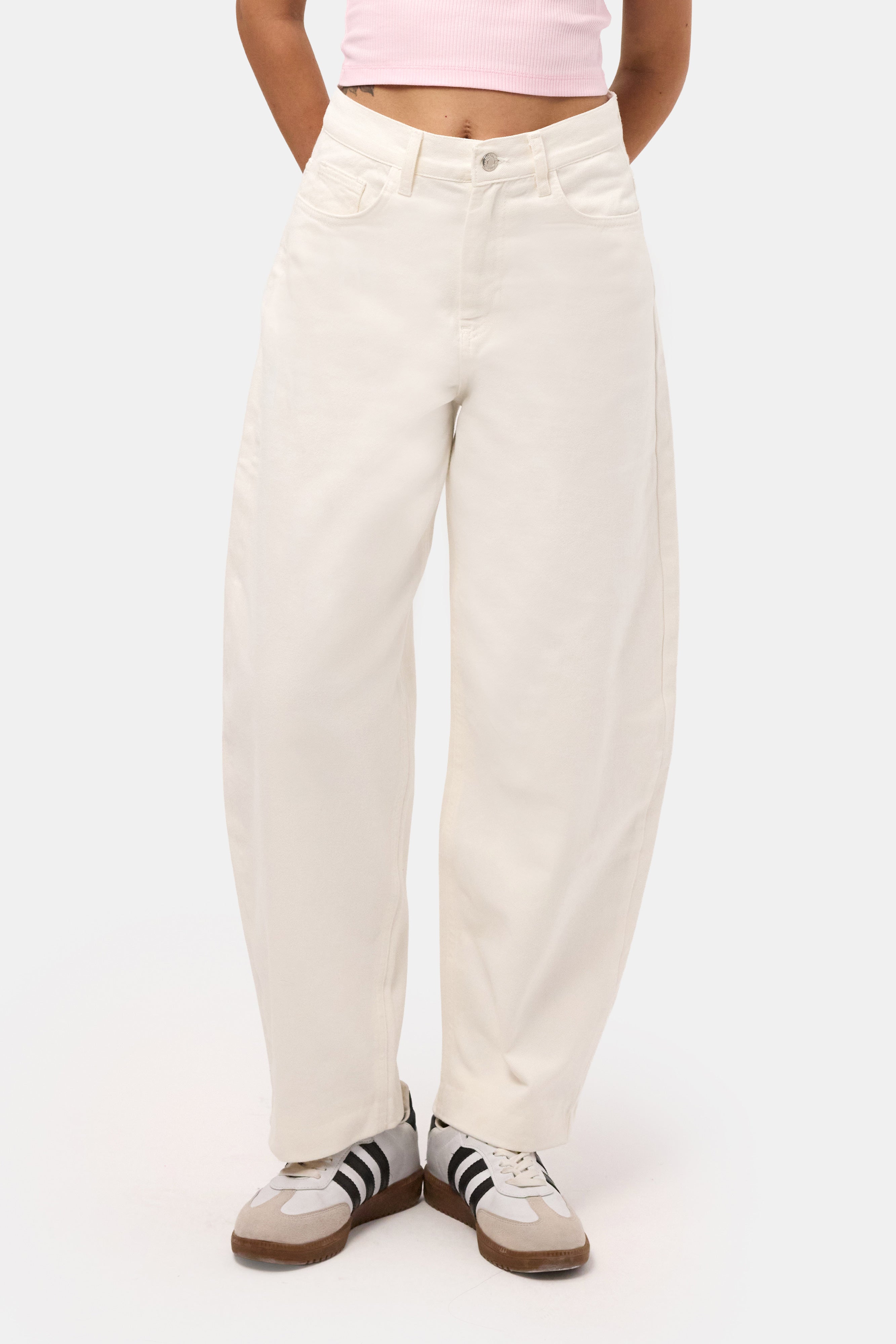 Kadın Kırık Beyaz 7s6-101 High Rise Tapered Leg Fit Denim Jean
