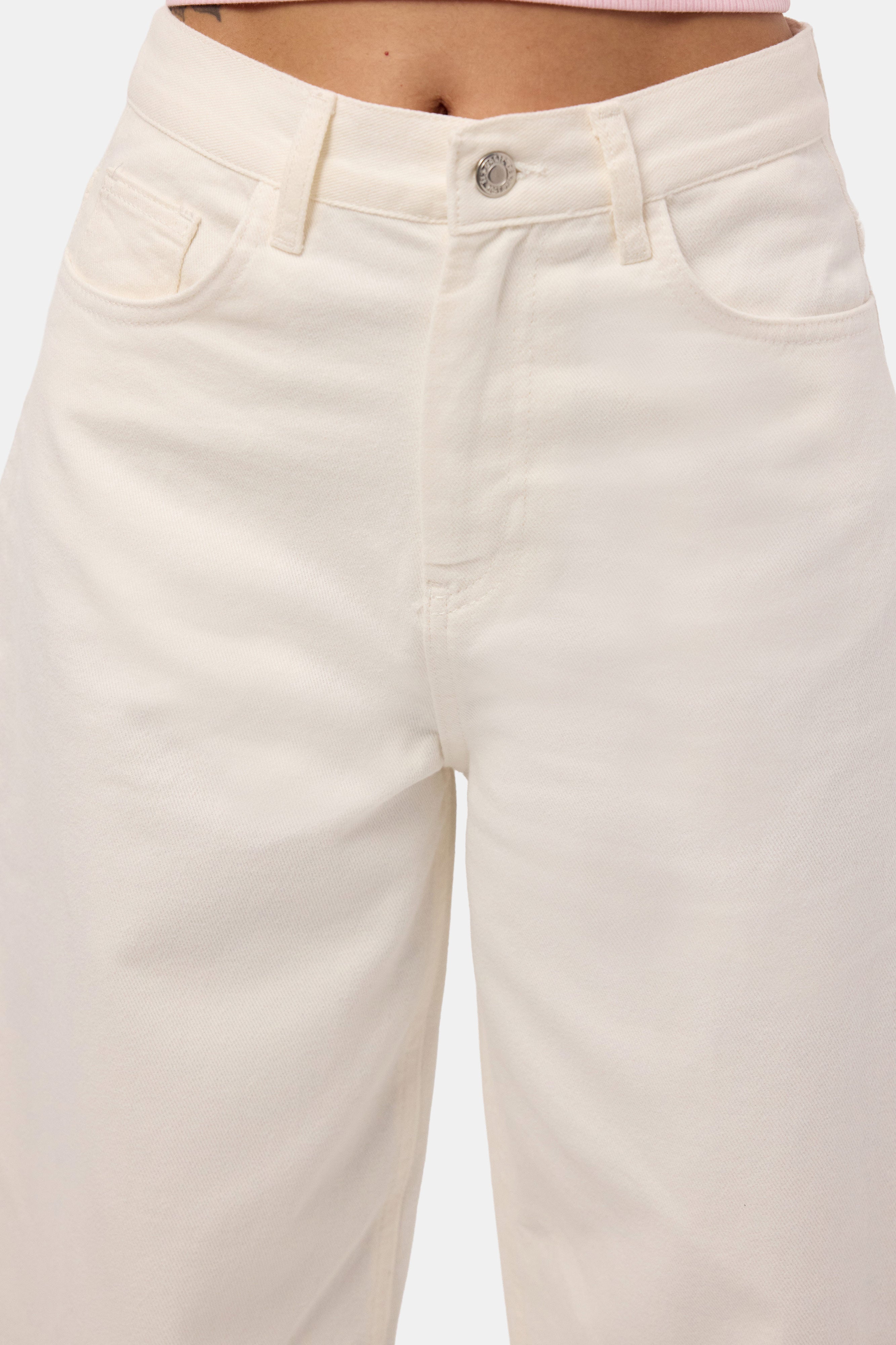 Kadın Kırık Beyaz 7s6-101 High Rise Tapered Leg Fit Denim Jean