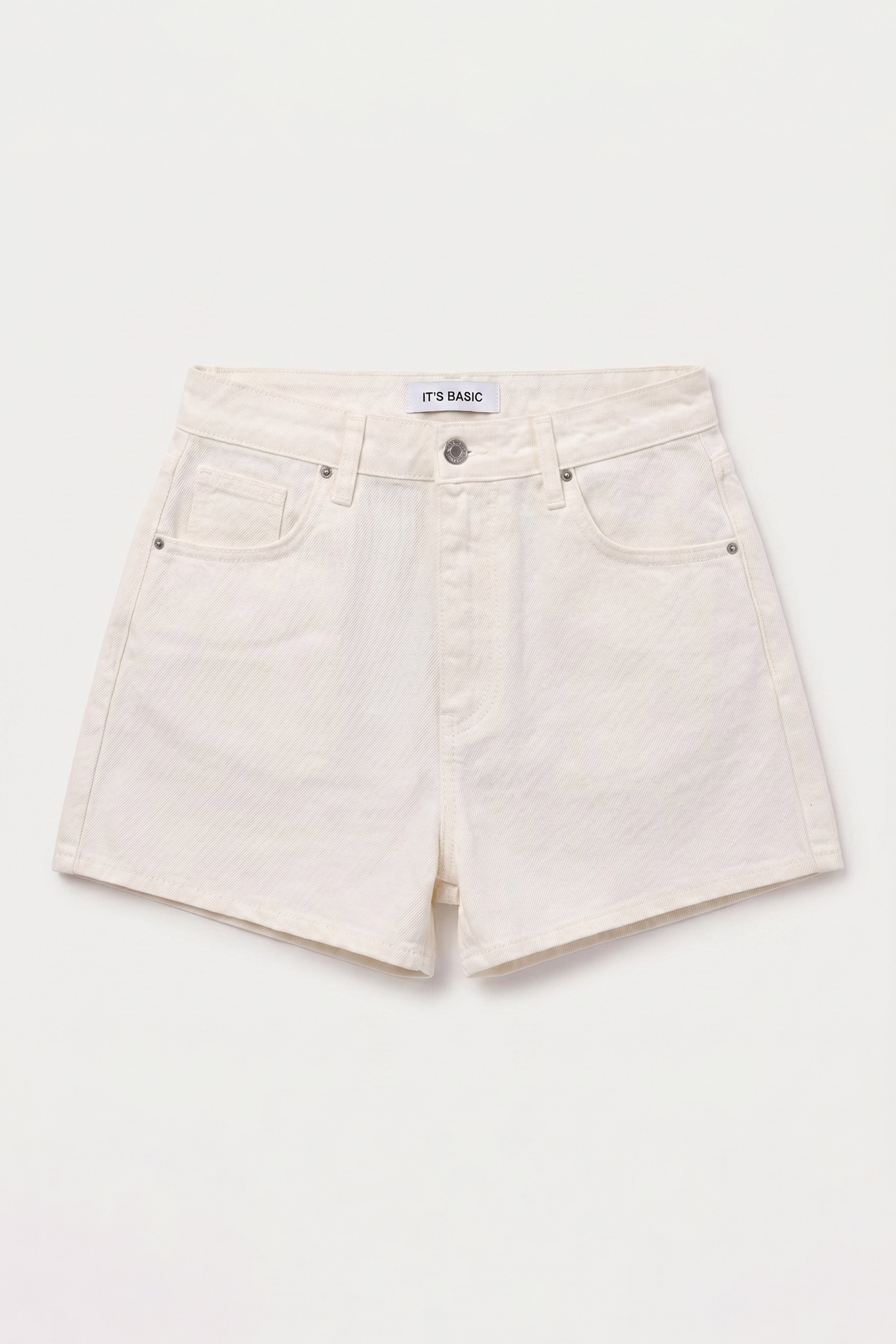 Kadın Kırık Beyaz 7s6-101 Mini Mom Denim Şort