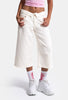 Kadın Kırık Beyaz 7s6-101 Straight Fit Maxi Bermuda Denim Şort
