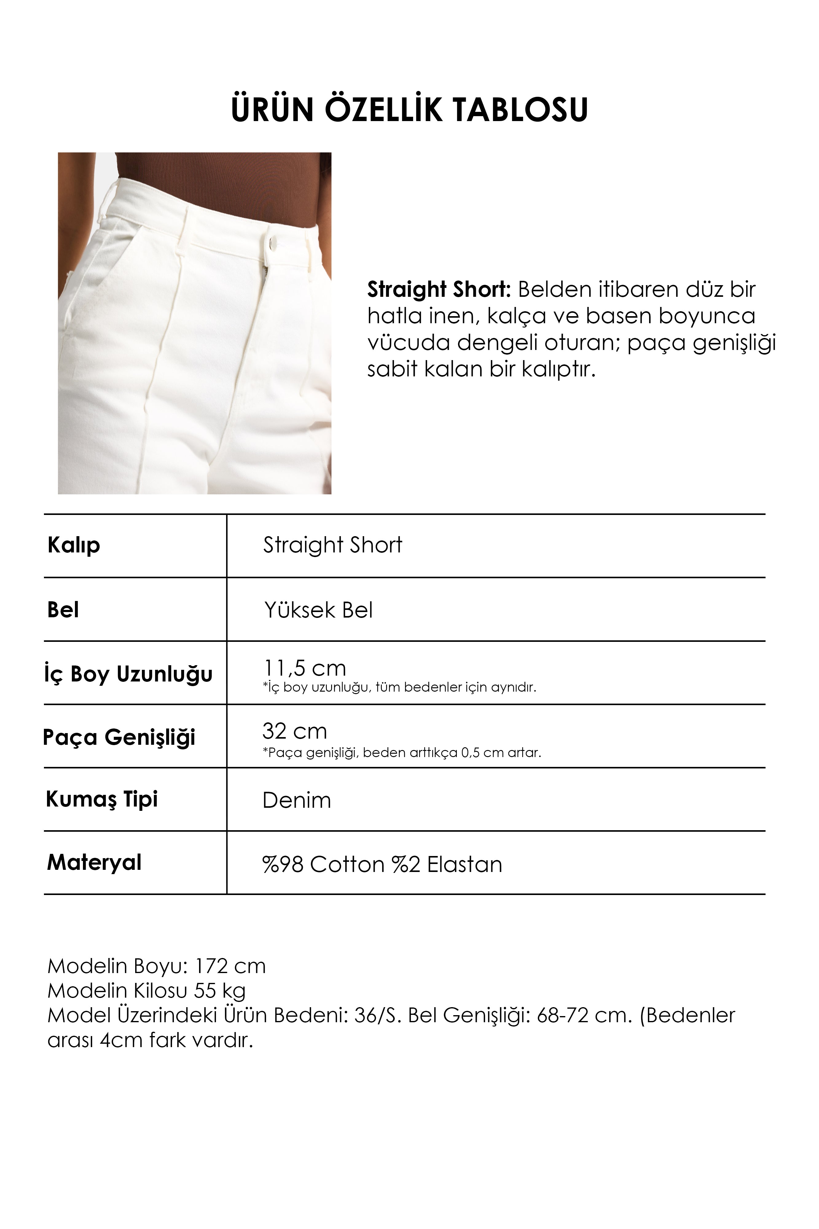 Kadın Kırık Beyaz 7s6-101 Straight Fit Relax Denim Şort