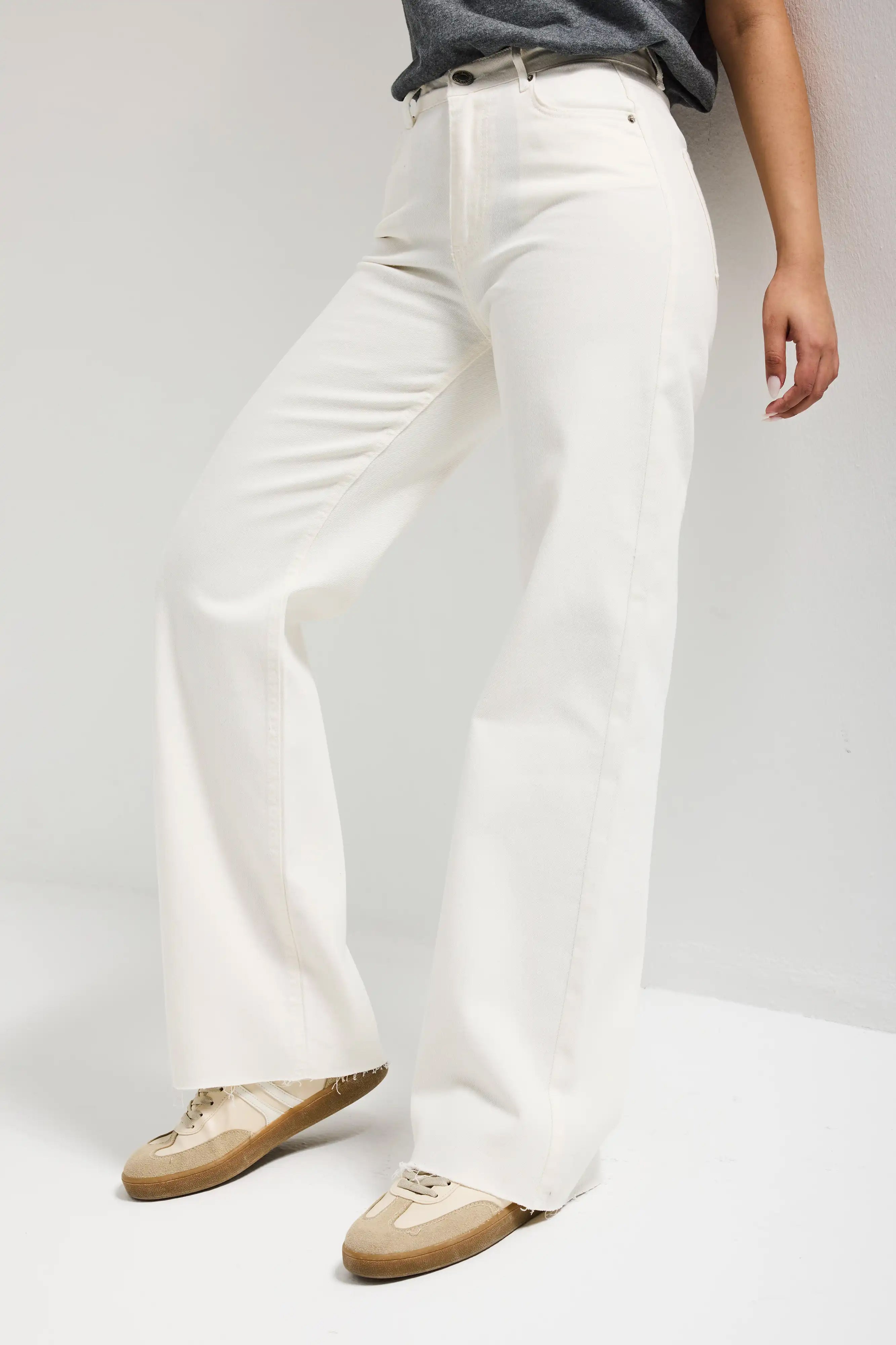 Kadın Kırık Beyaz 7s6-101 Straight Fit Yüksek Bel Denim Jean