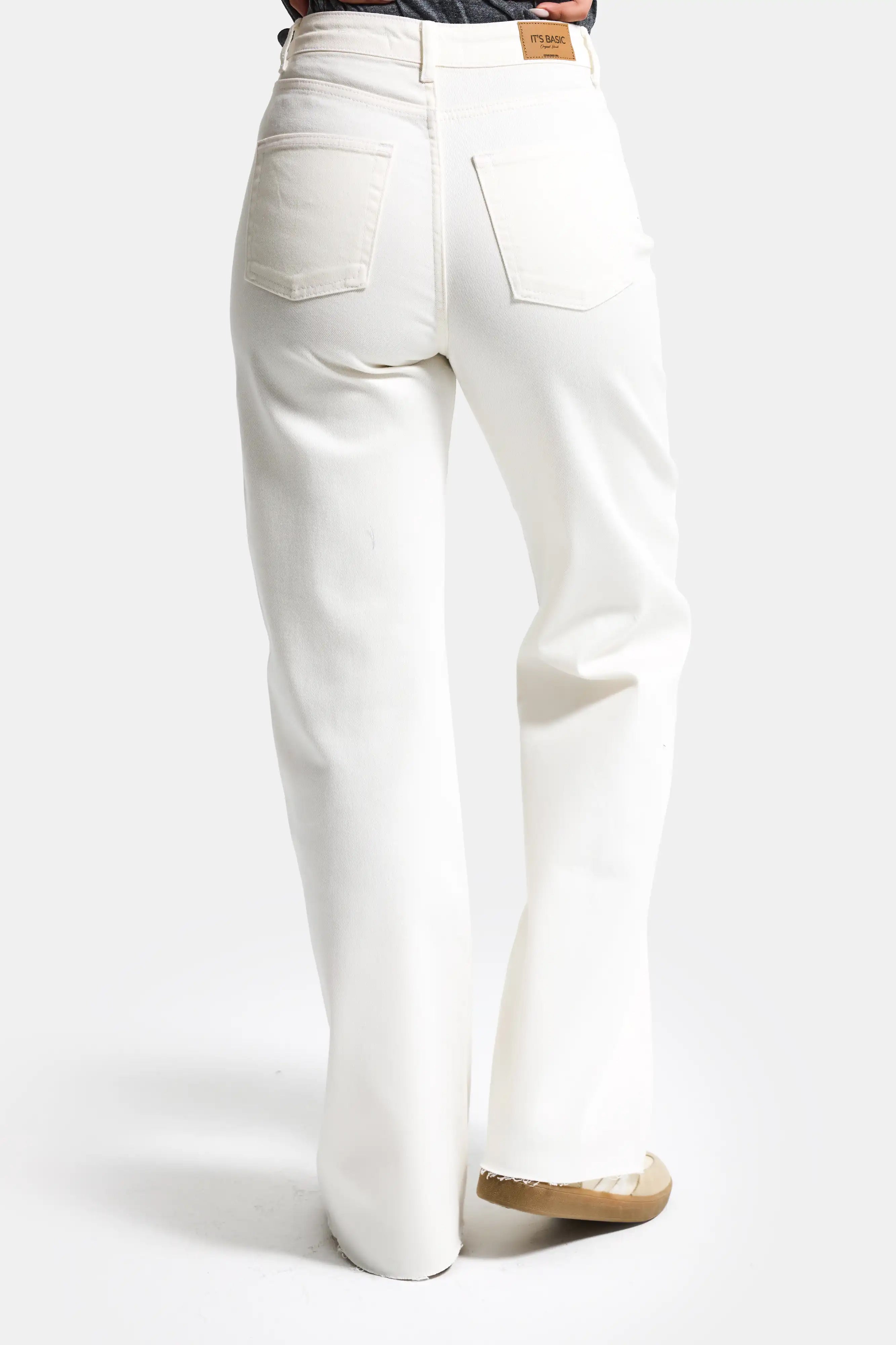 Kadın Kırık Beyaz 7s6-101 Straight Fit Yüksek Bel Denim Jean