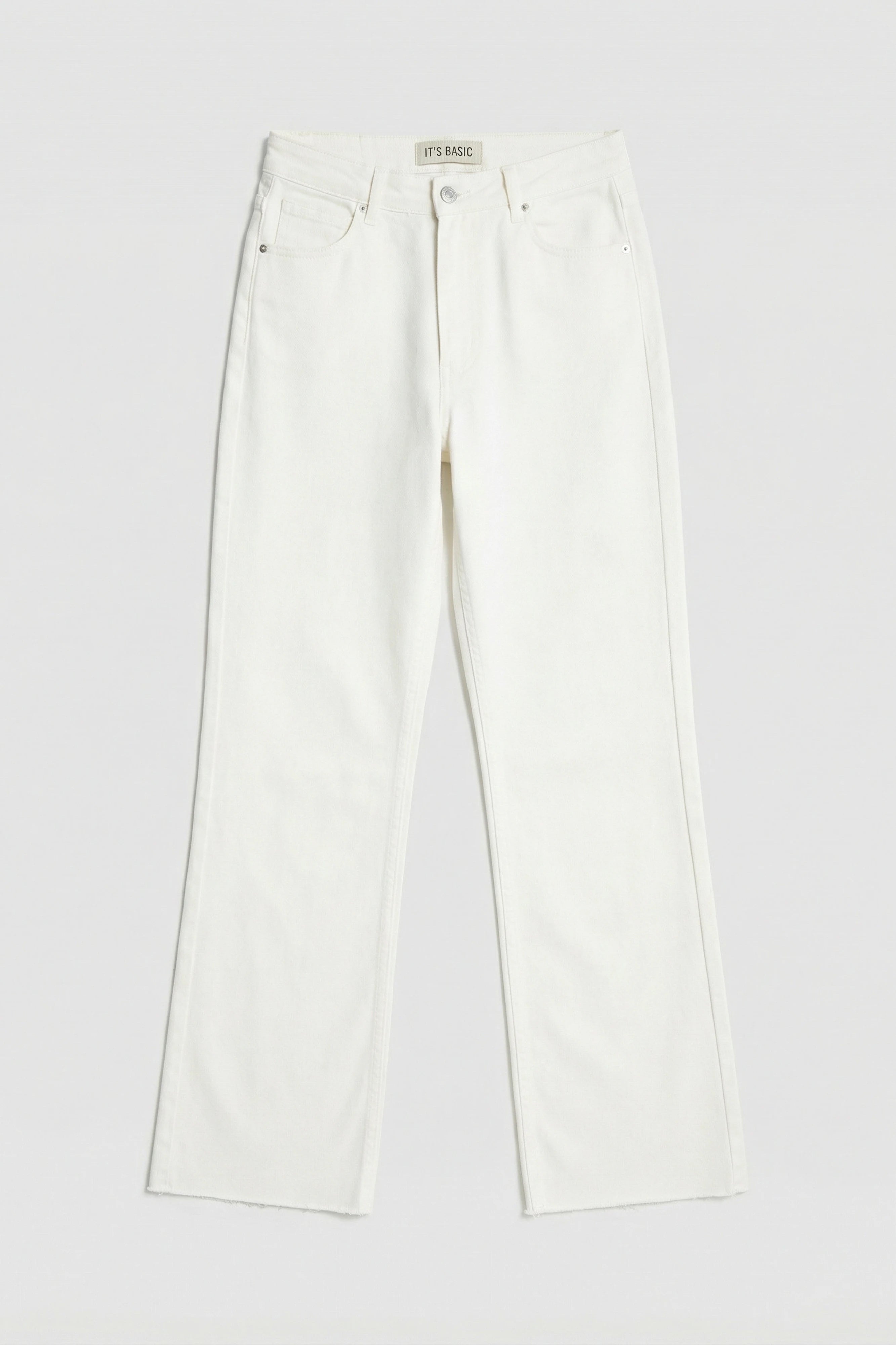 Kadın Kırık Beyaz 7s6-101 Straight Fit Yüksek Bel Denim Jean