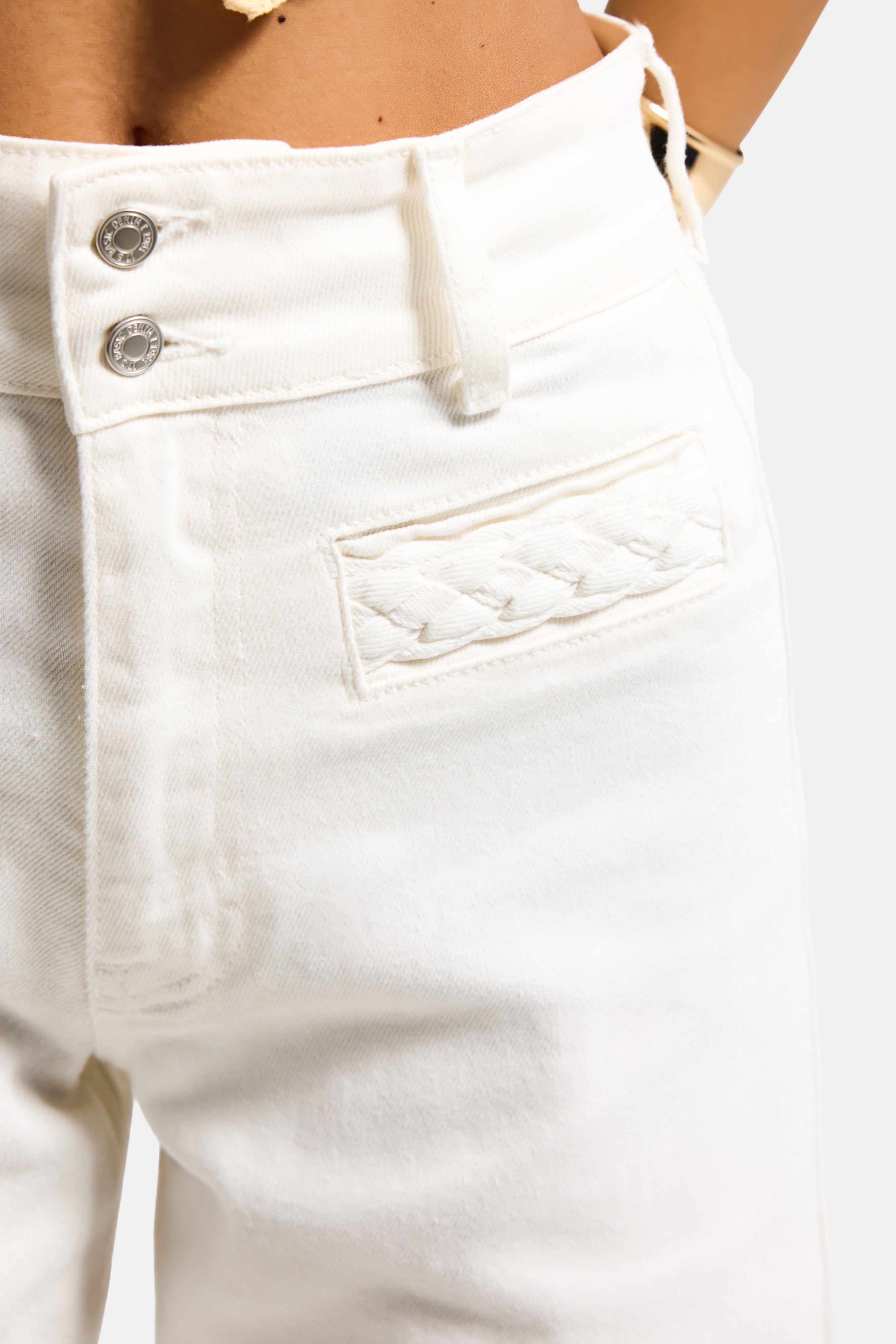 Kadın Kırık Beyaz 7s6-101 Wide Leg Yüksek Bel Elastan Kumaş Denim Jean