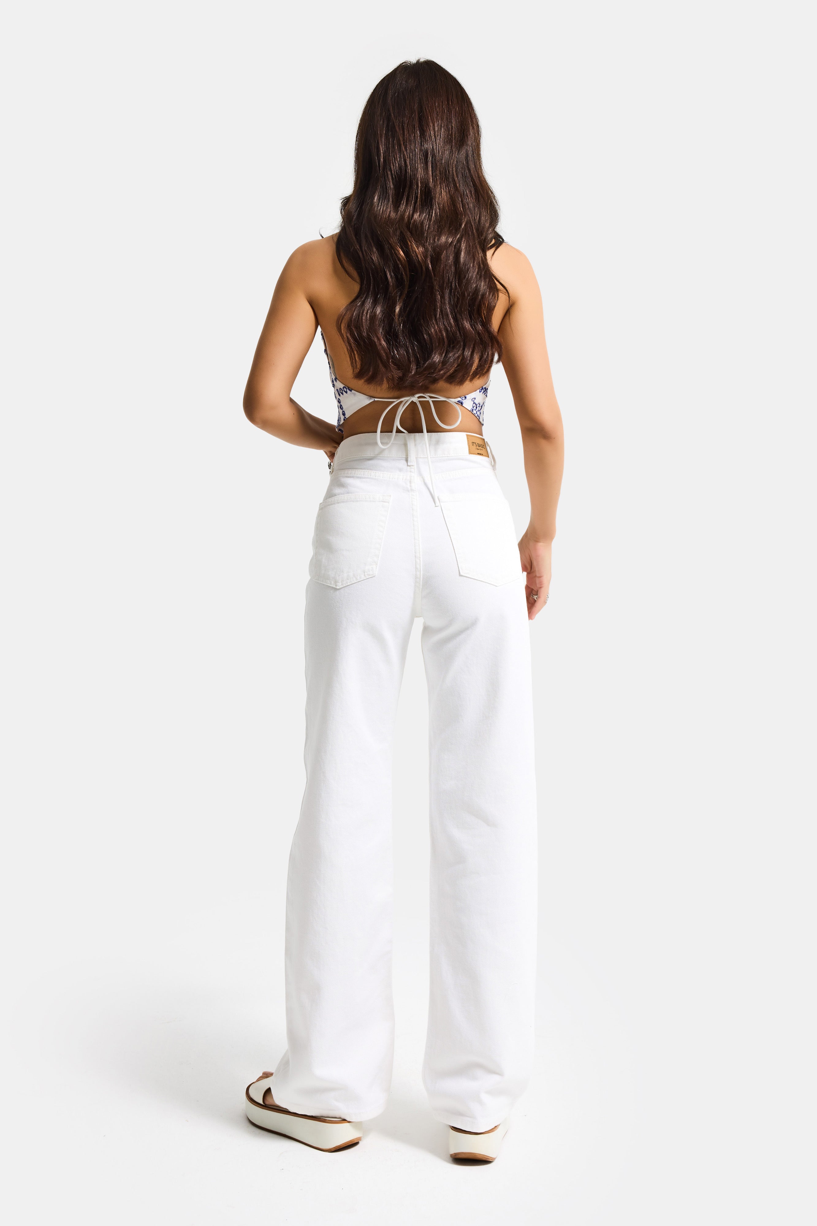 Kadın Kırık Beyaz Doris 7s6-101 Straight Fit Yüksek Bel %100 Koton Denim Jean