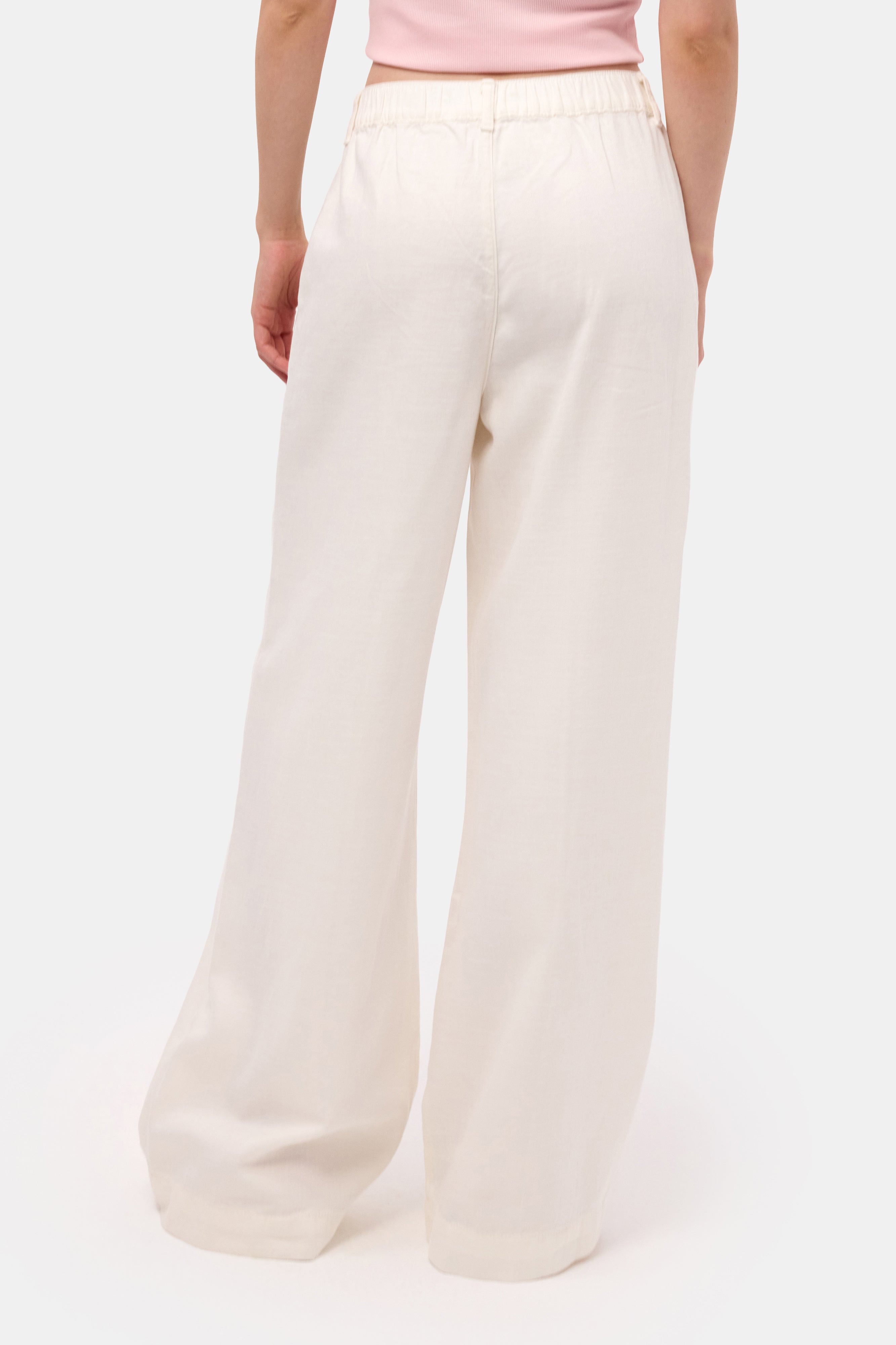 Kadın Kırık Beyaz s6-101 Palazzo Fit Bol Kesim Pantolon