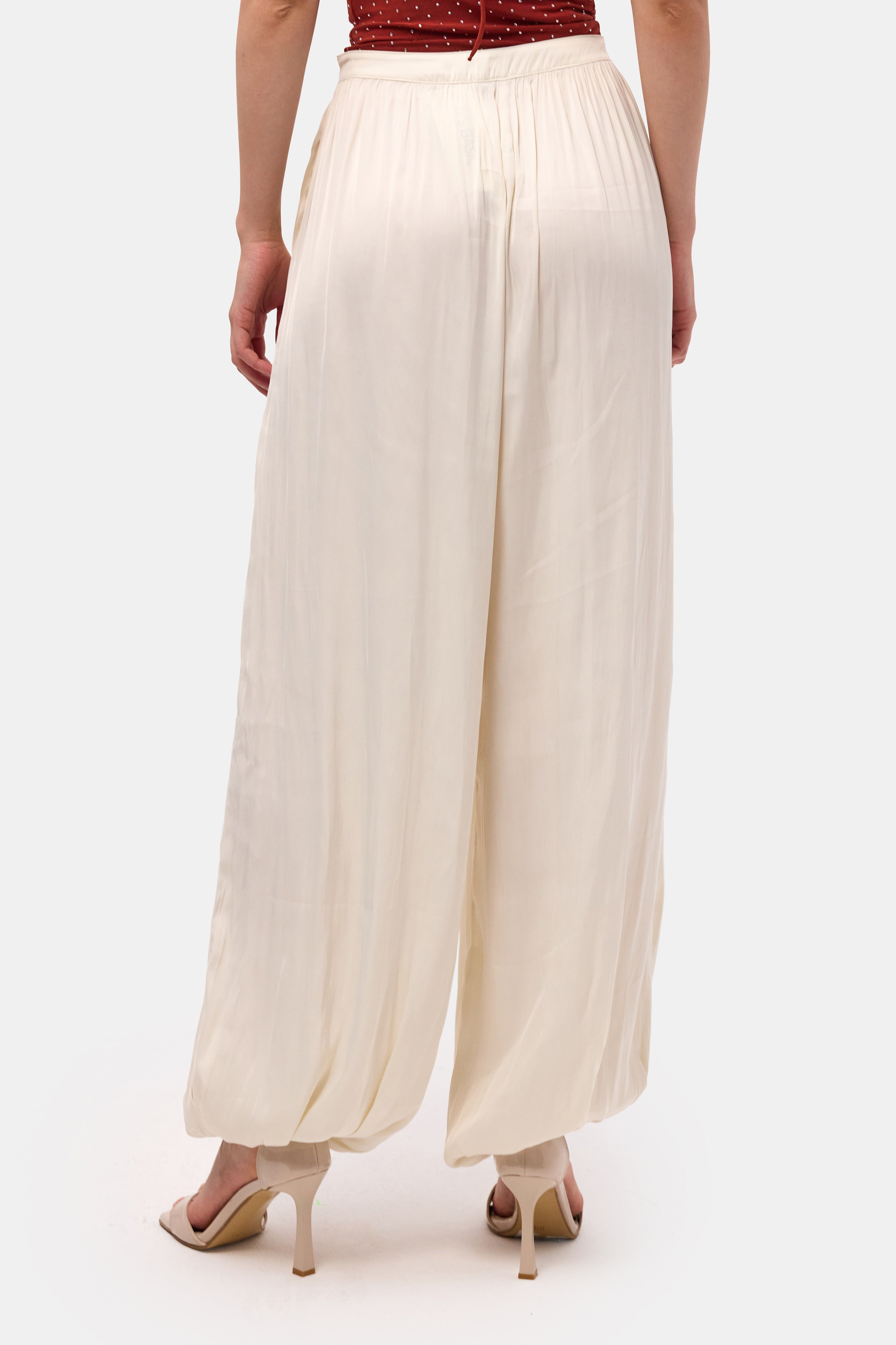 Kadın Kırık Beyaz s6-101 Süper Bol Kesim Baggy Fit Özel Kumaş Tasarım Pantolon