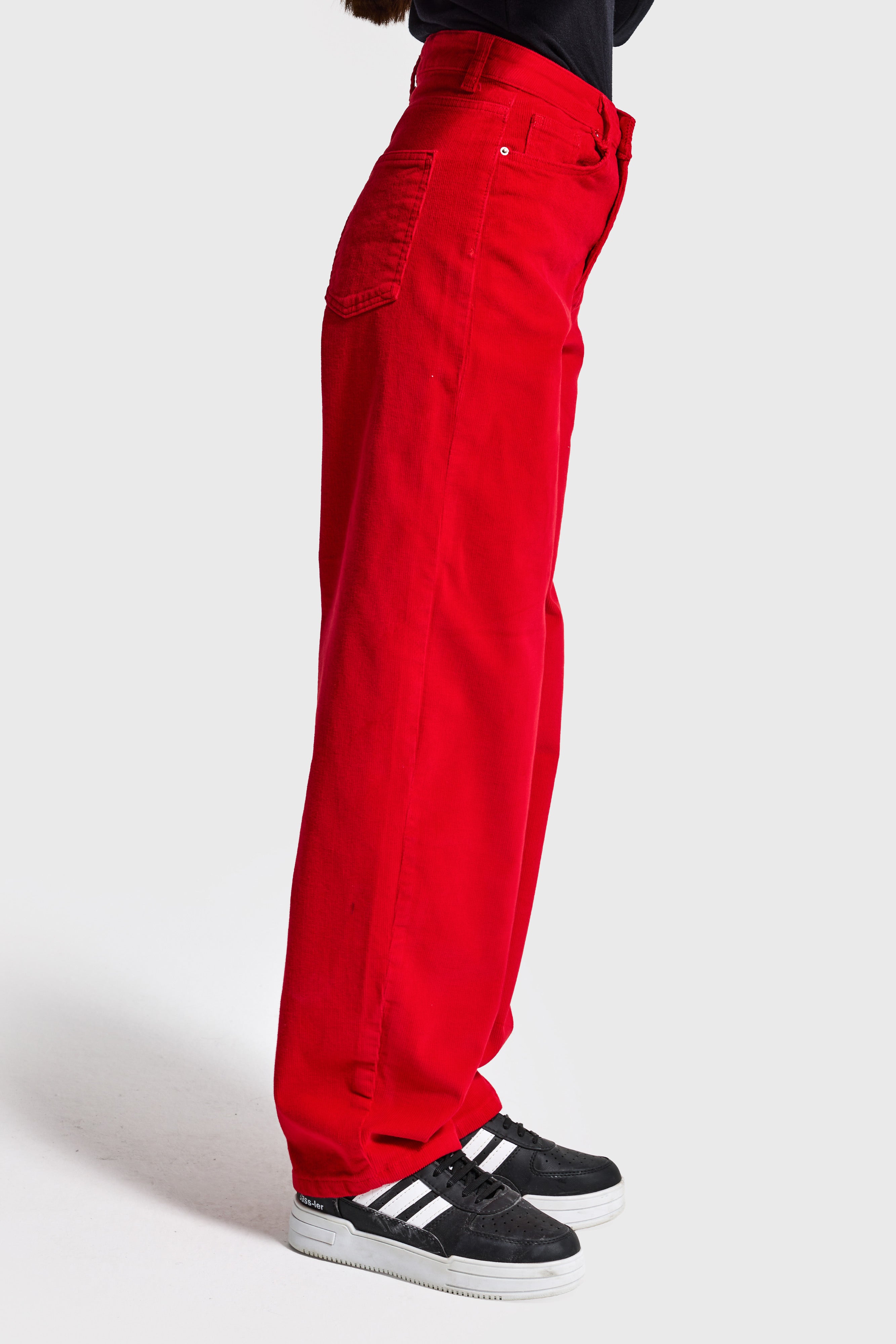 Kadın Kırmızı 26w5-19 Skater Fit Velvet Kadife Kumaş Pantolon