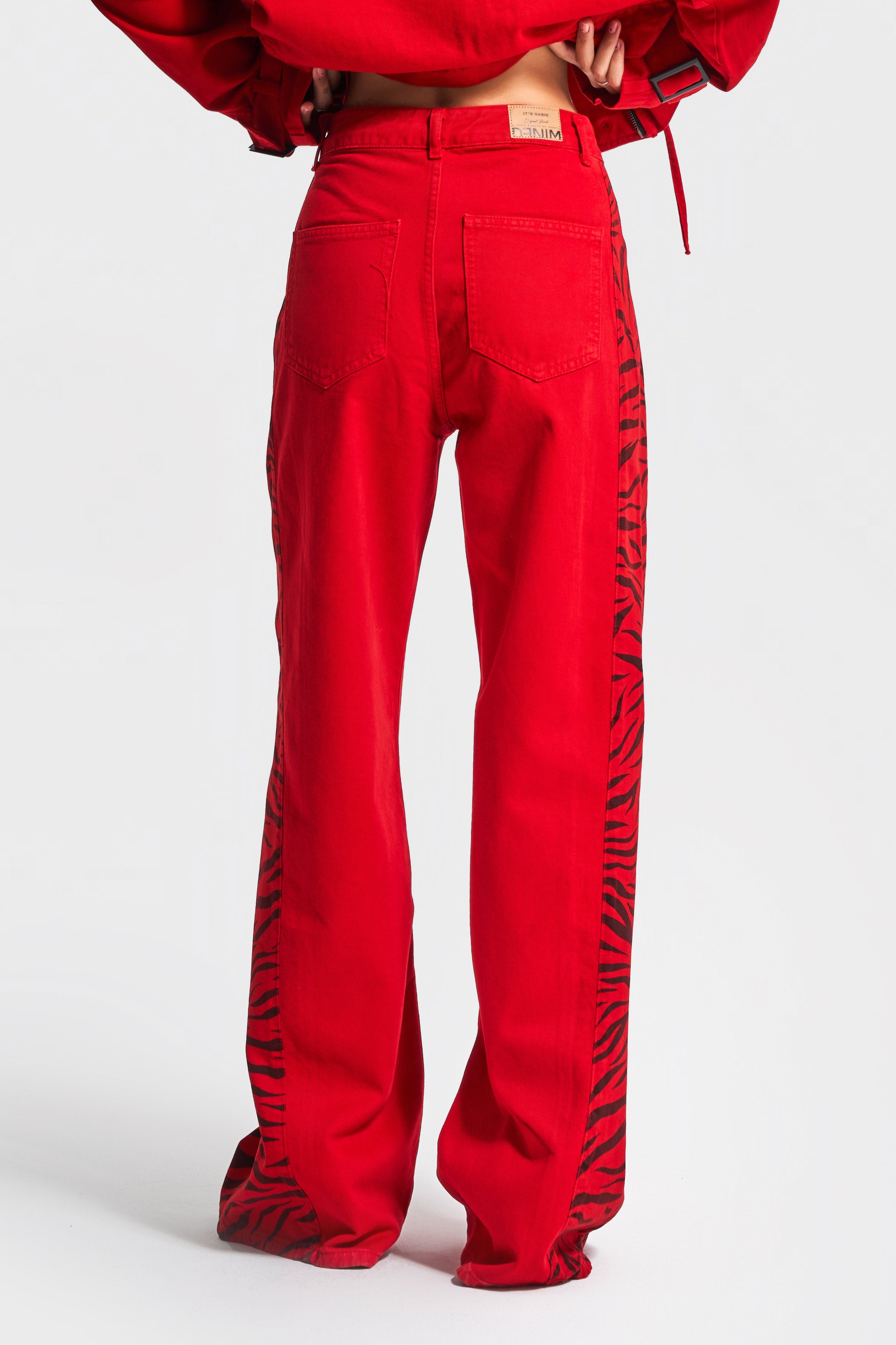Women's Red Color Palazzo Fit Special Fabric Design Trousers