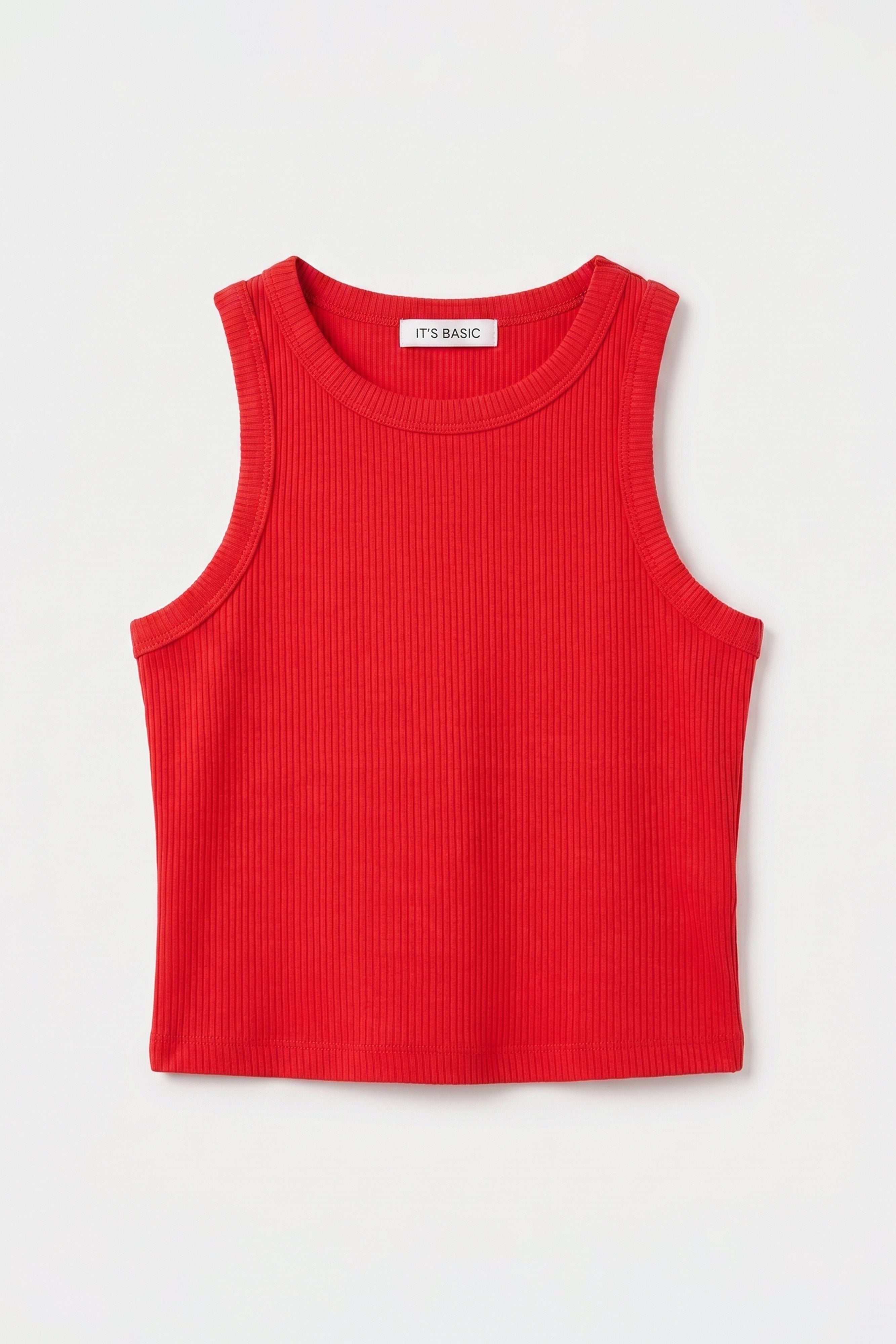 Kadın Kırmızı s6-19 Sıfır Kol Esnek Kumaş Crop Top