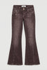 Kadın Kot Kahve 4s6-16 SWL Mid Rise Flare Fit Kemer Detaylı Esnek Kumaş Denim Jean