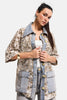 Women's Denim Coffee 4s6-65 Oversize Custom Design Rose Lace Detail Jacket Shirt